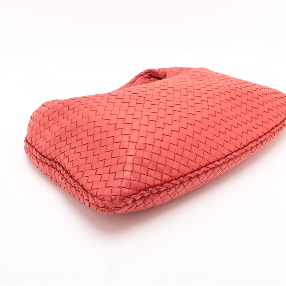 Intrecciato Hobo Leather Shoulder Bag, Red — view 4