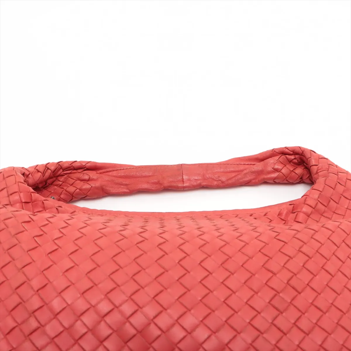 Intrecciato Hobo Leather Shoulder Bag, Red — view 6