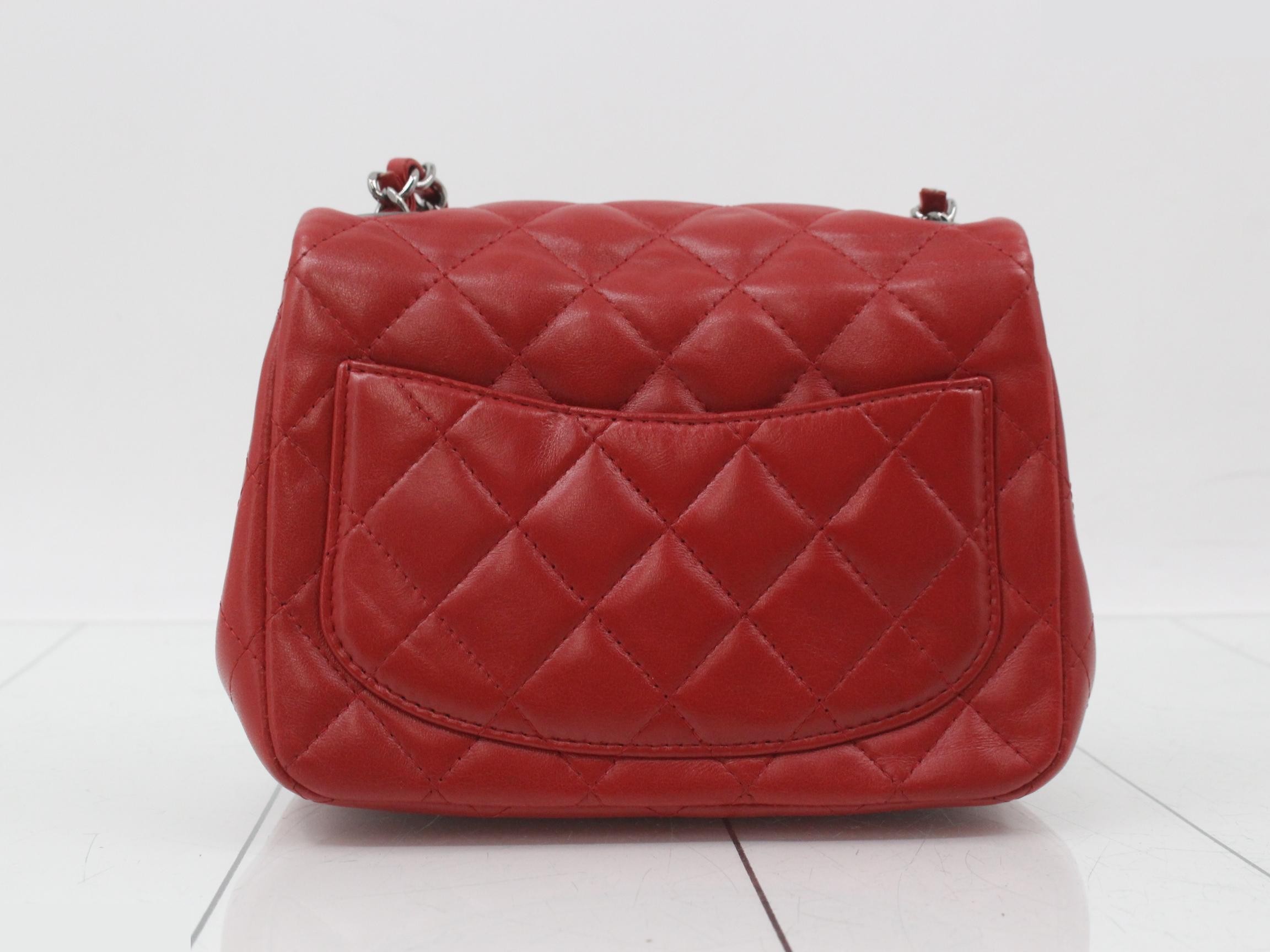 Matelassé Lambskin Chain Shoulder Bag, W16, Red — view 2
