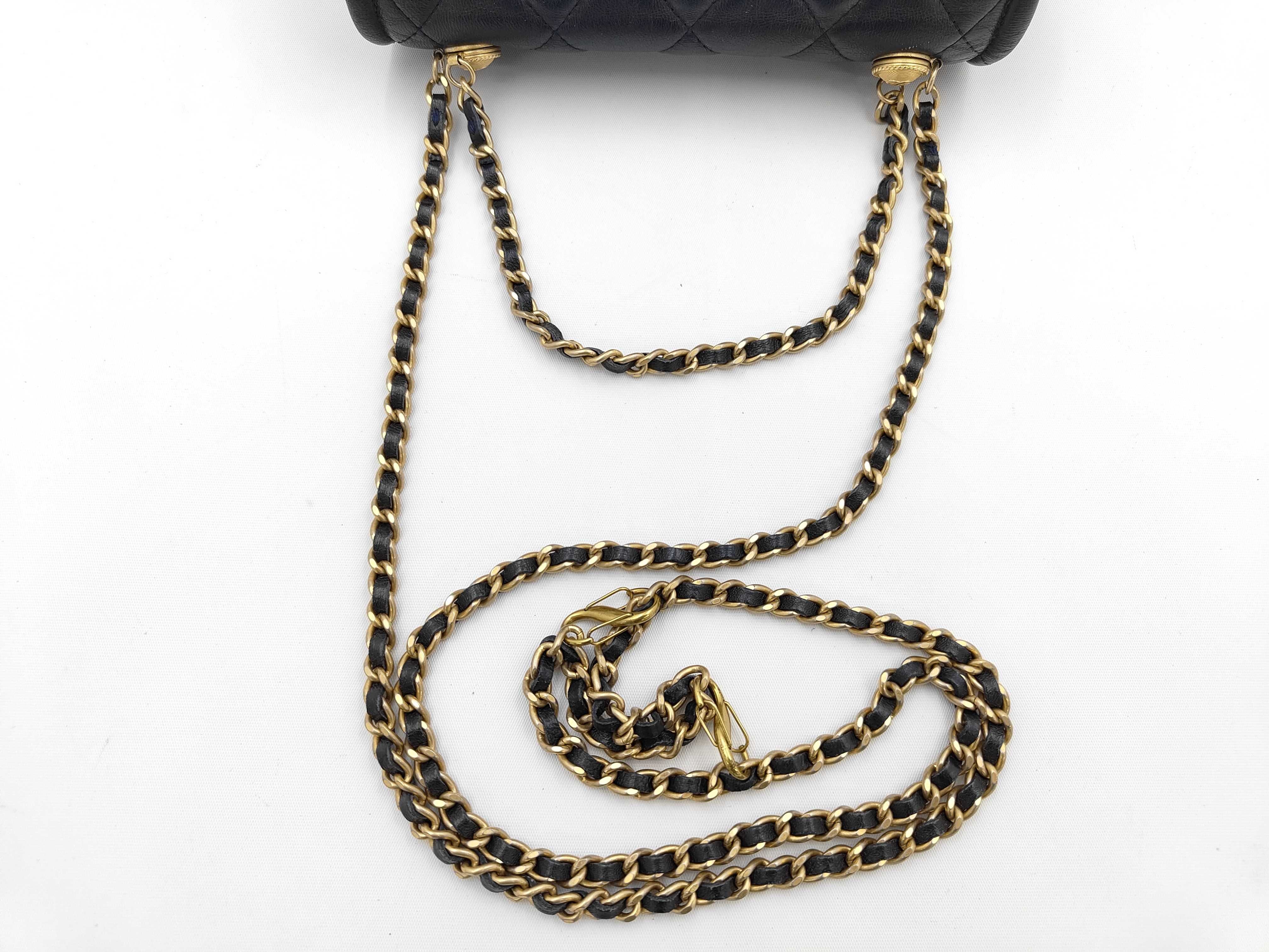 Matelassé Chain Wallet, Lambskin, Navy Bag — view 3
