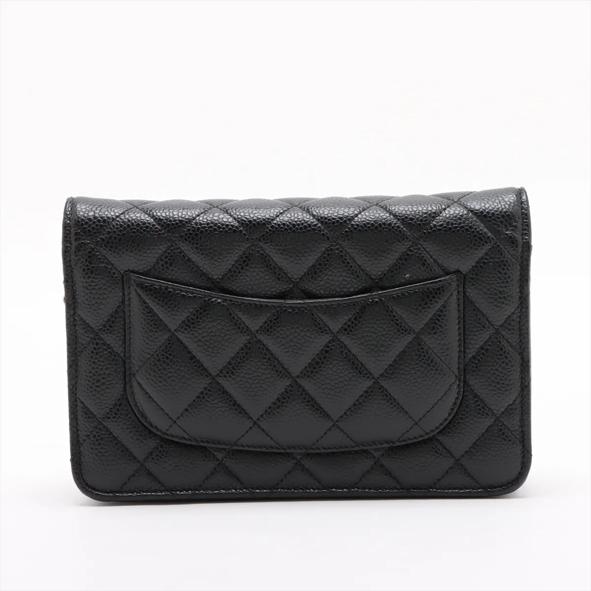 Matelasse caviar skin chain wallet black silver hardware UU50XEJK random plate — view 2