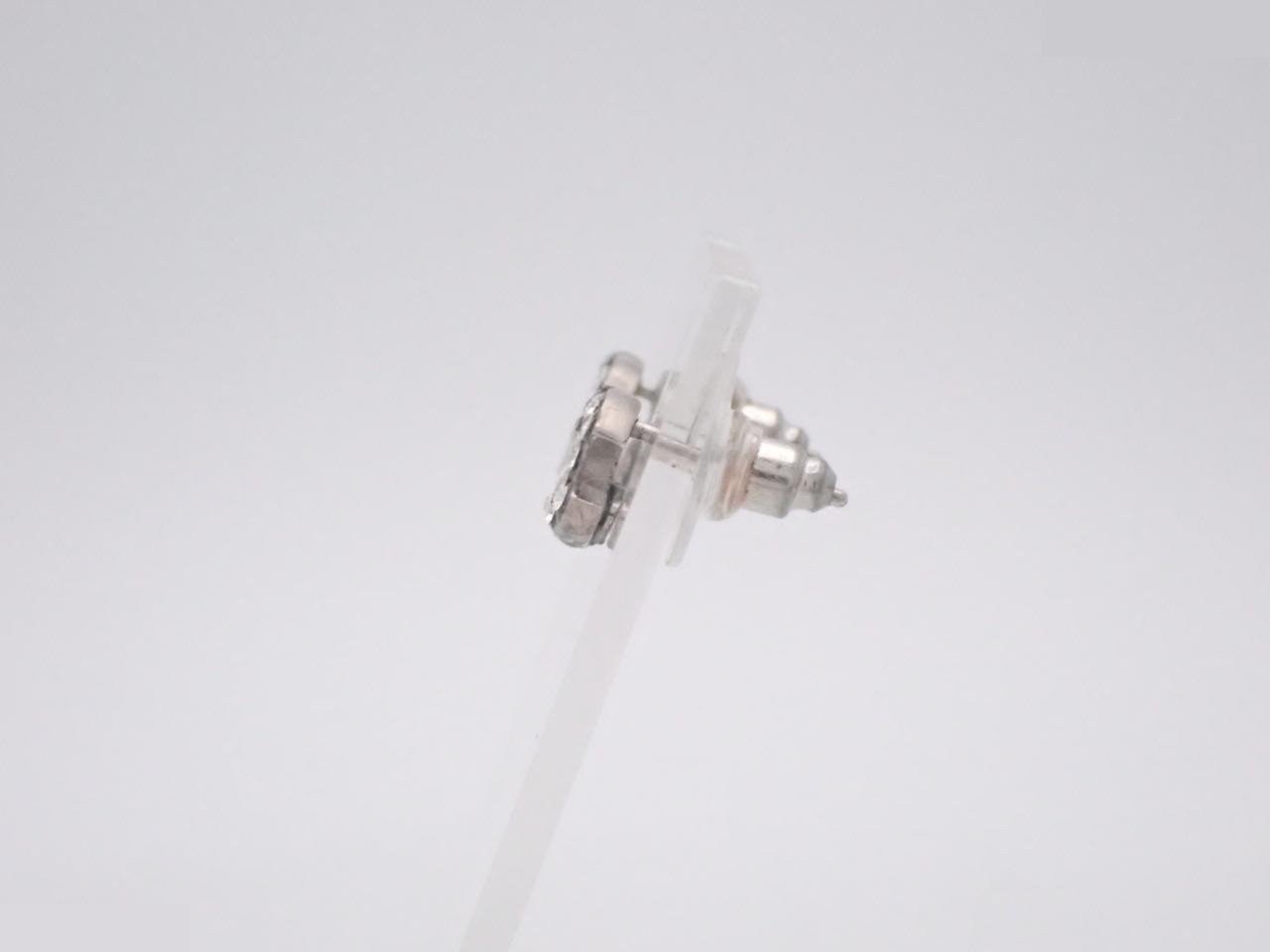 earrings, A12V, Coco Mark, rhinestone, silver, 1cm wide — view 3
