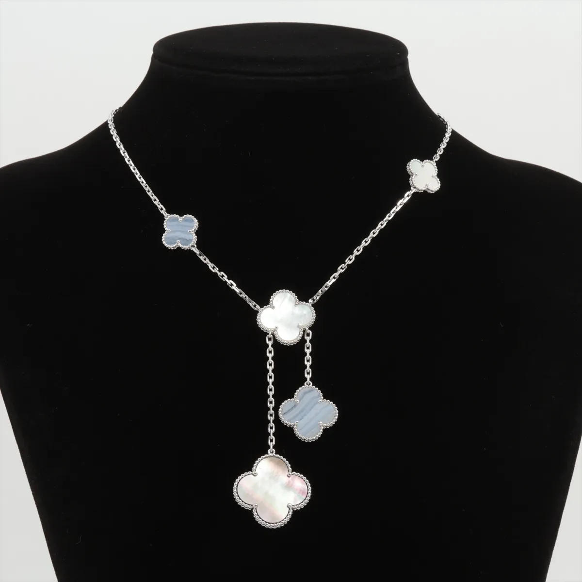 Magic Alhambra 6P Shell Chalcedony Necklace 750(WG) 27.9g JE093787 Small stone — view 6
