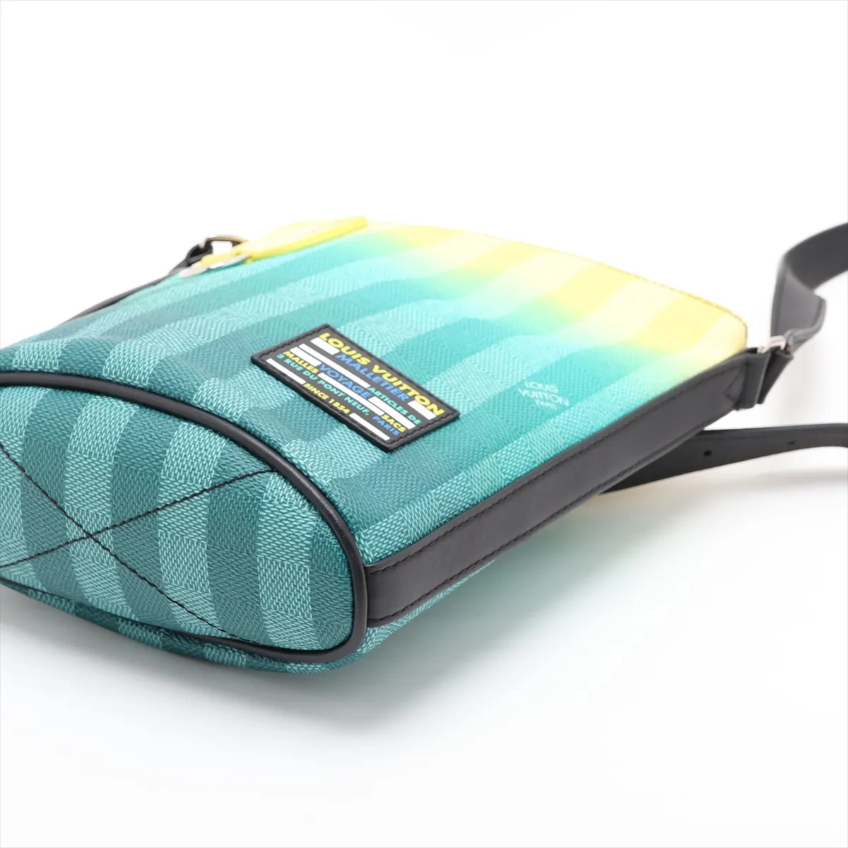 Damier Stripe Sac Marin Messenger Bag M59920 Green x Yellow (RFID detected) — view 3