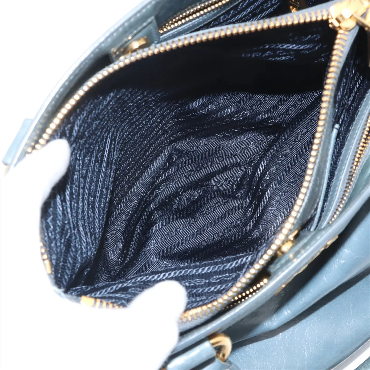Vitello Shine Leather 2WAY Handbag Green — view 13