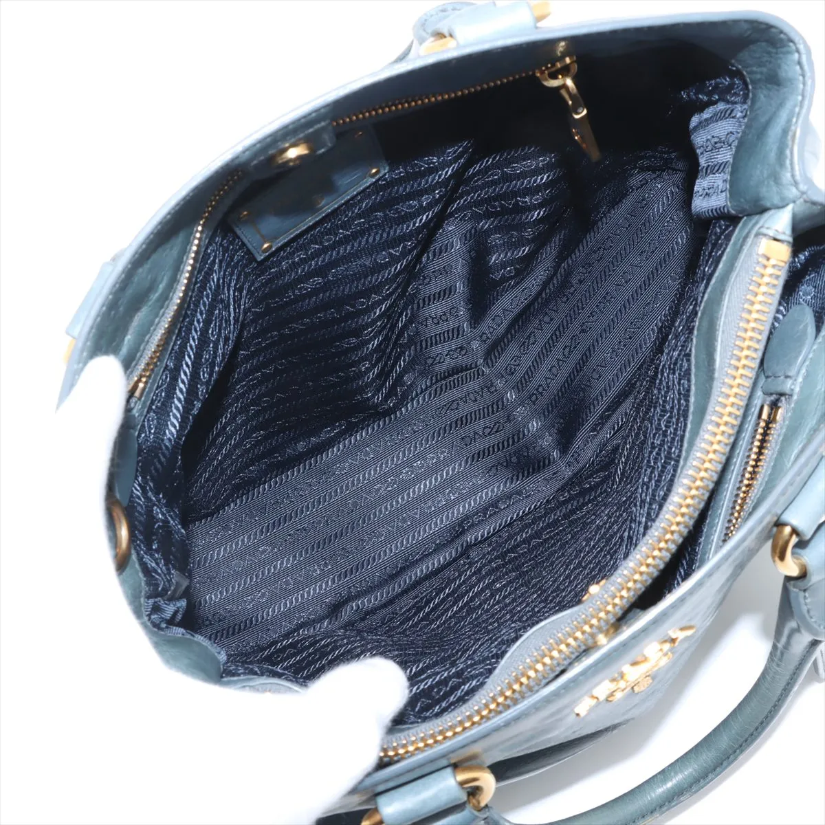 Vitello Shine Leather 2WAY Handbag Green — view 9