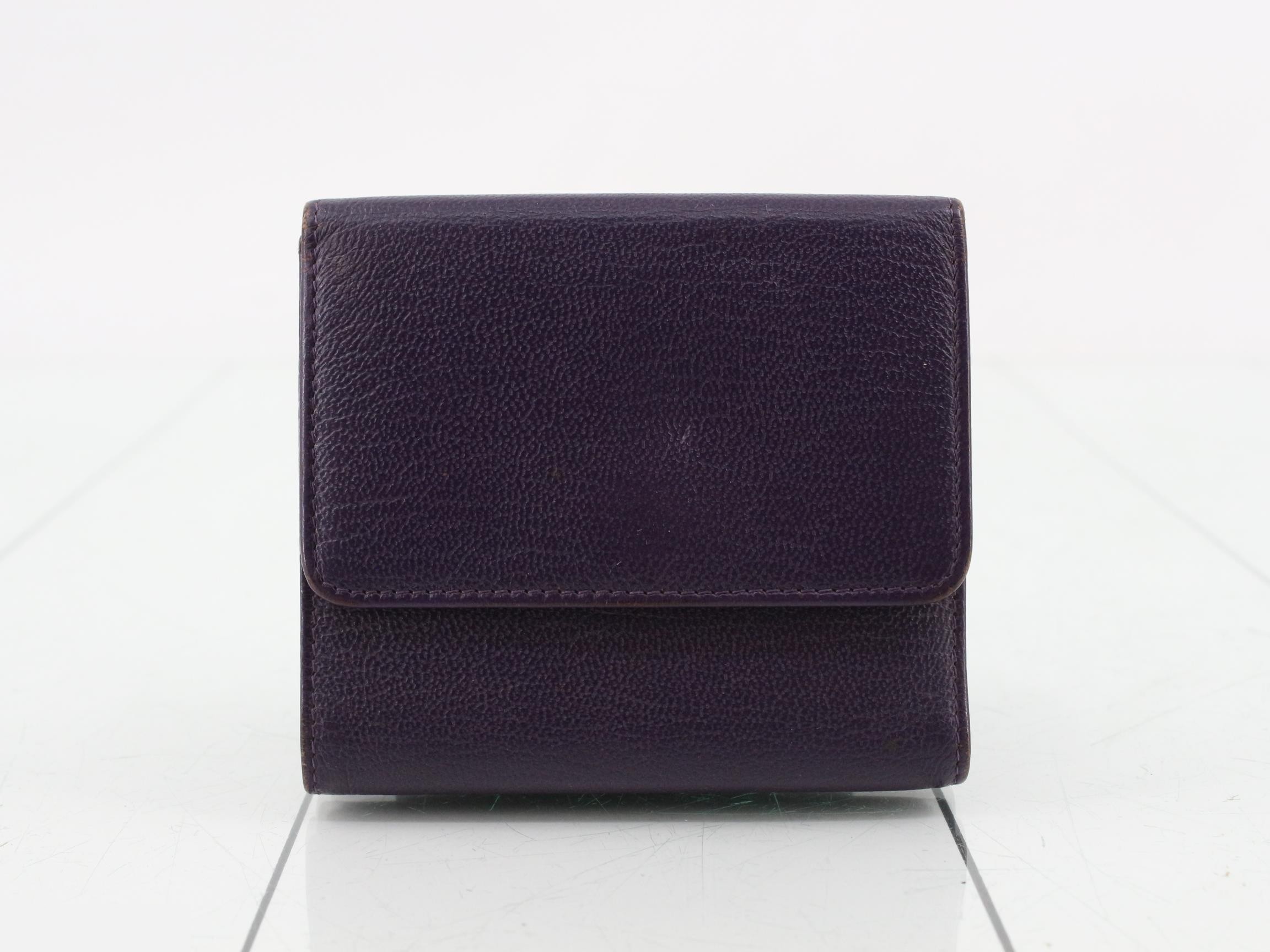 Coco Mark Tri-fold Wallet, Purple Leather — view 2
