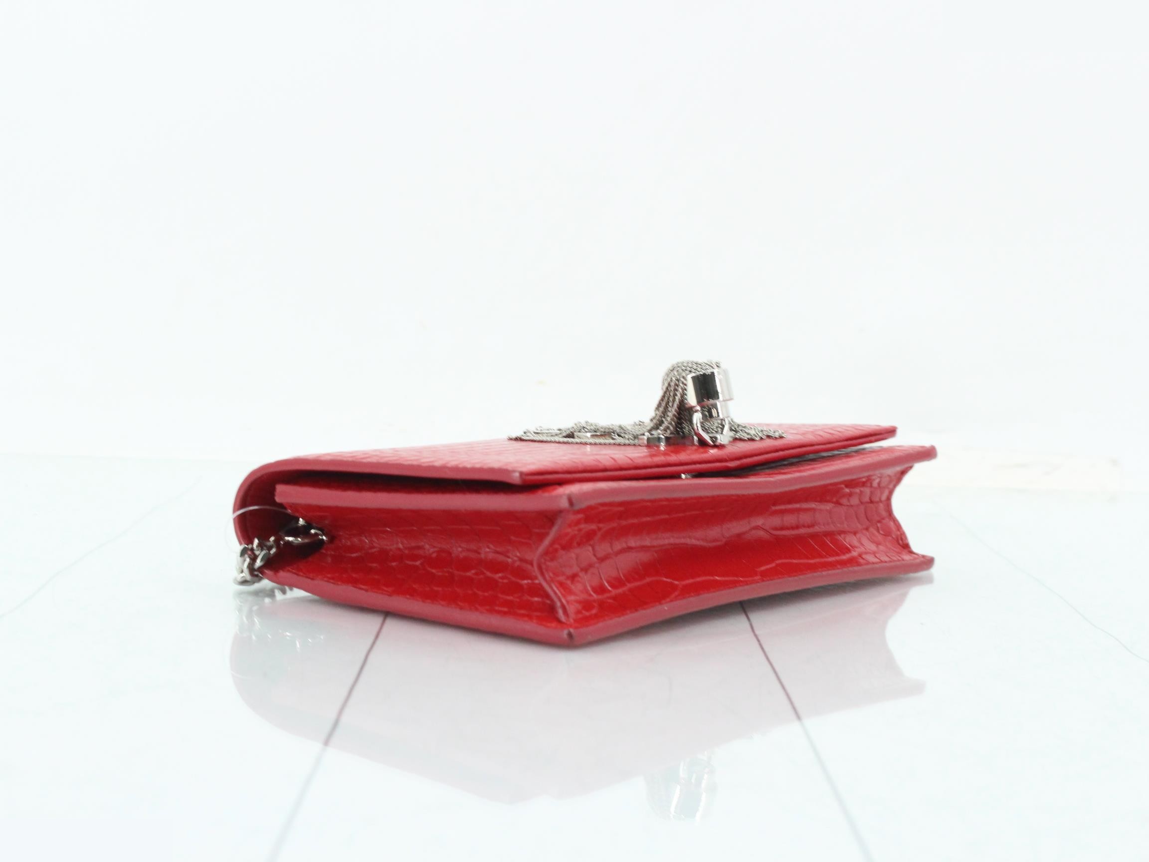Kate Tassel Chain Shoulder Bag, Leather, Red — view 5