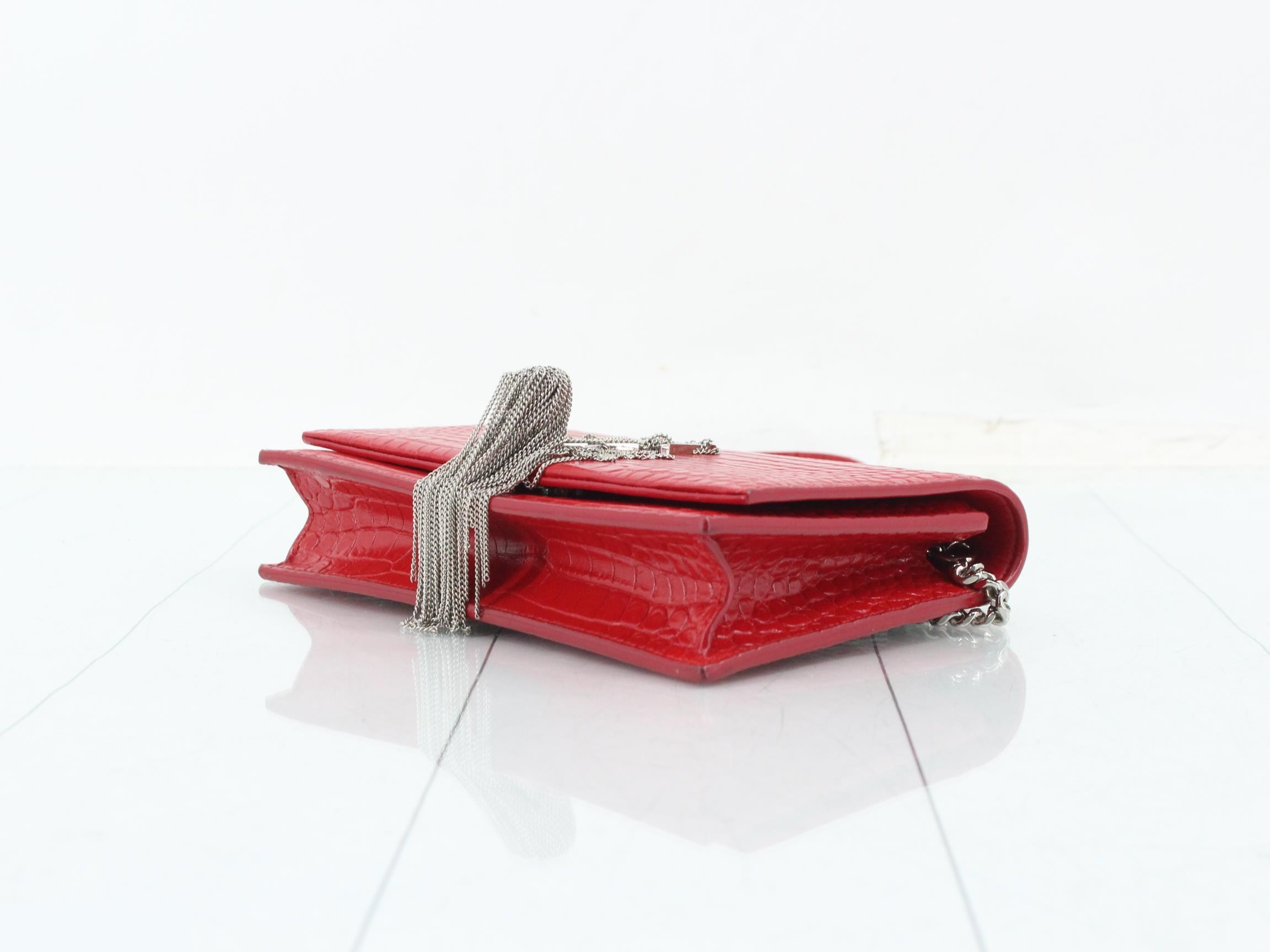 Kate Tassel Chain Shoulder Bag, Leather, Red — view 6