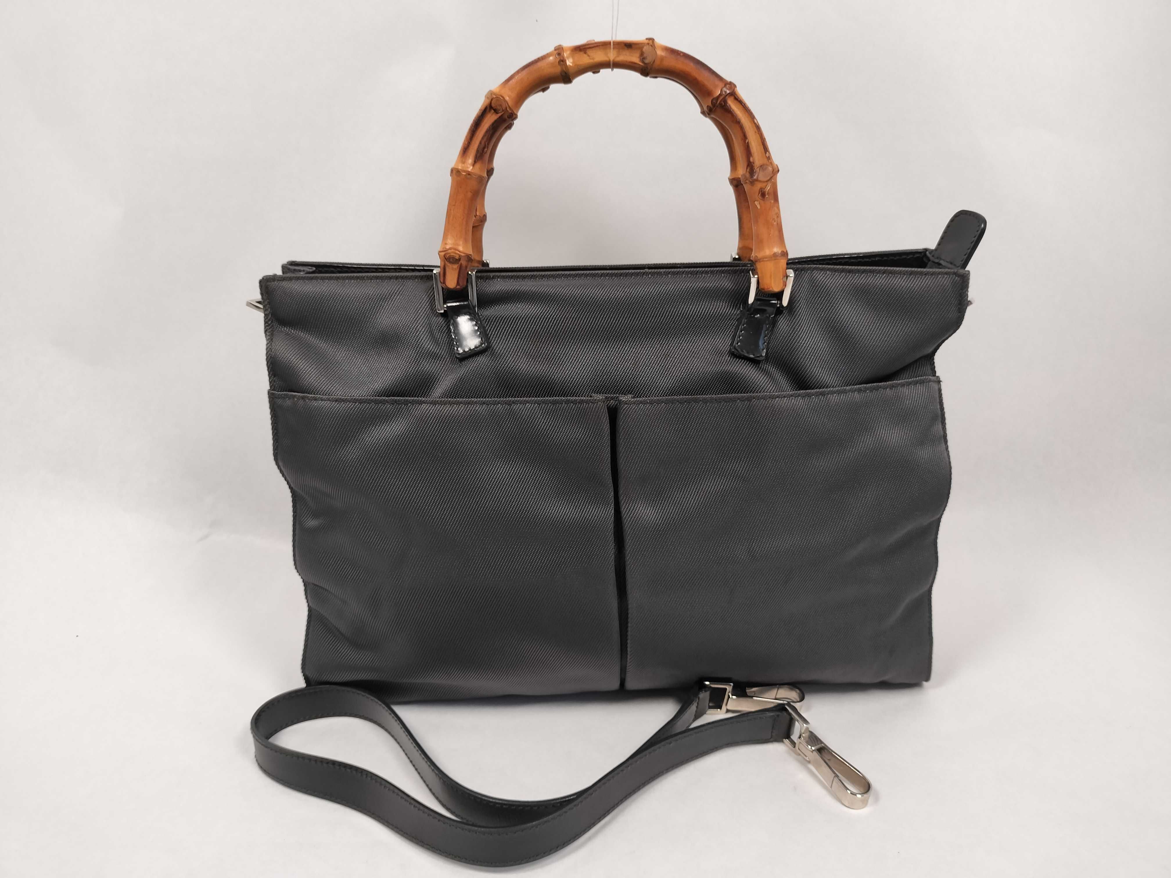 Bamboo / Bamboo 2-way Handbag / 001.2855 / Nylon x Enamel / Black x Green / Silver Hardware Handbag
