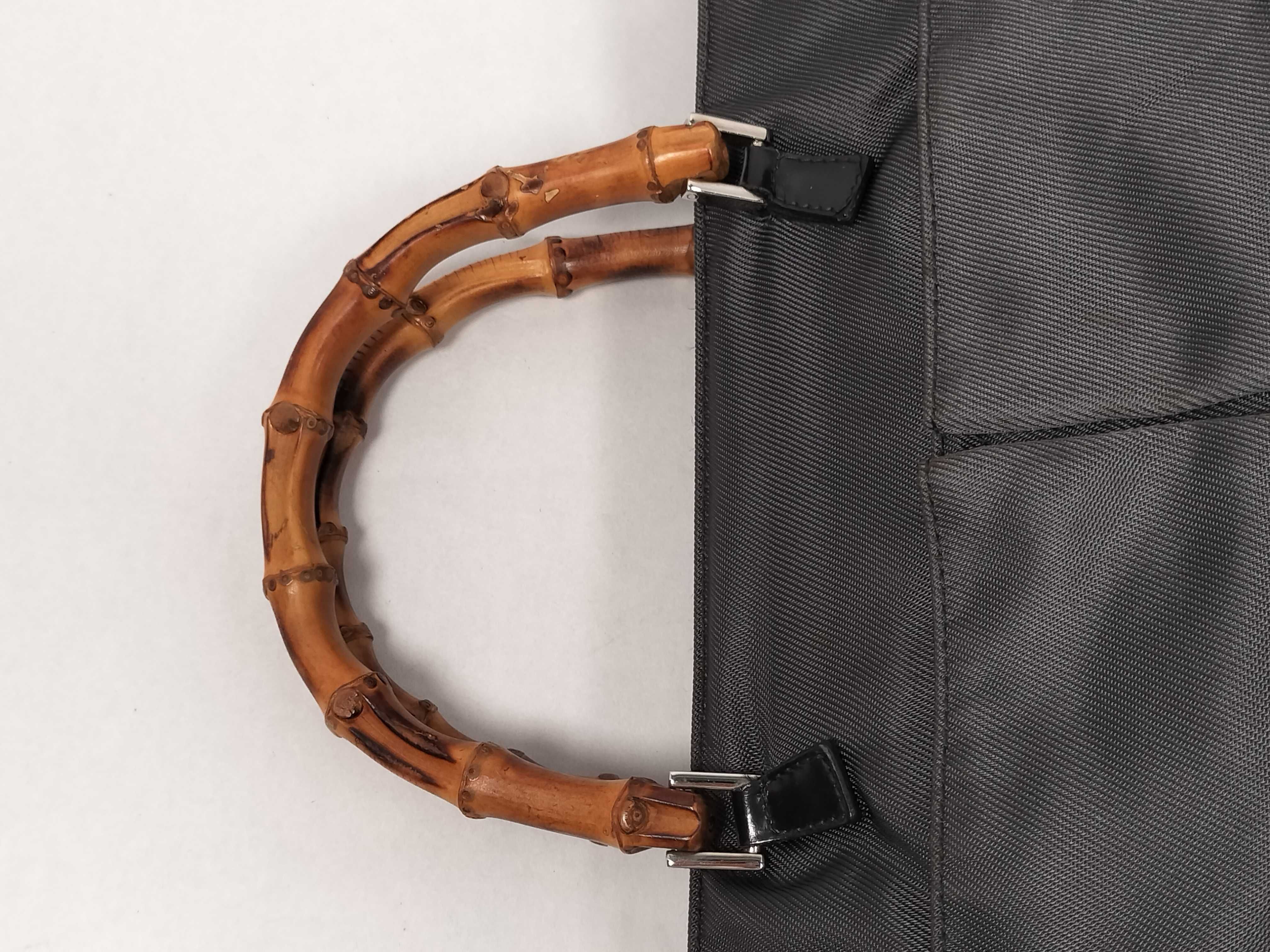 Bamboo / Bamboo 2-way Handbag / 001.2855 / Nylon x Enamel / Black x Green / Silver Hardware Handbag — view 3
