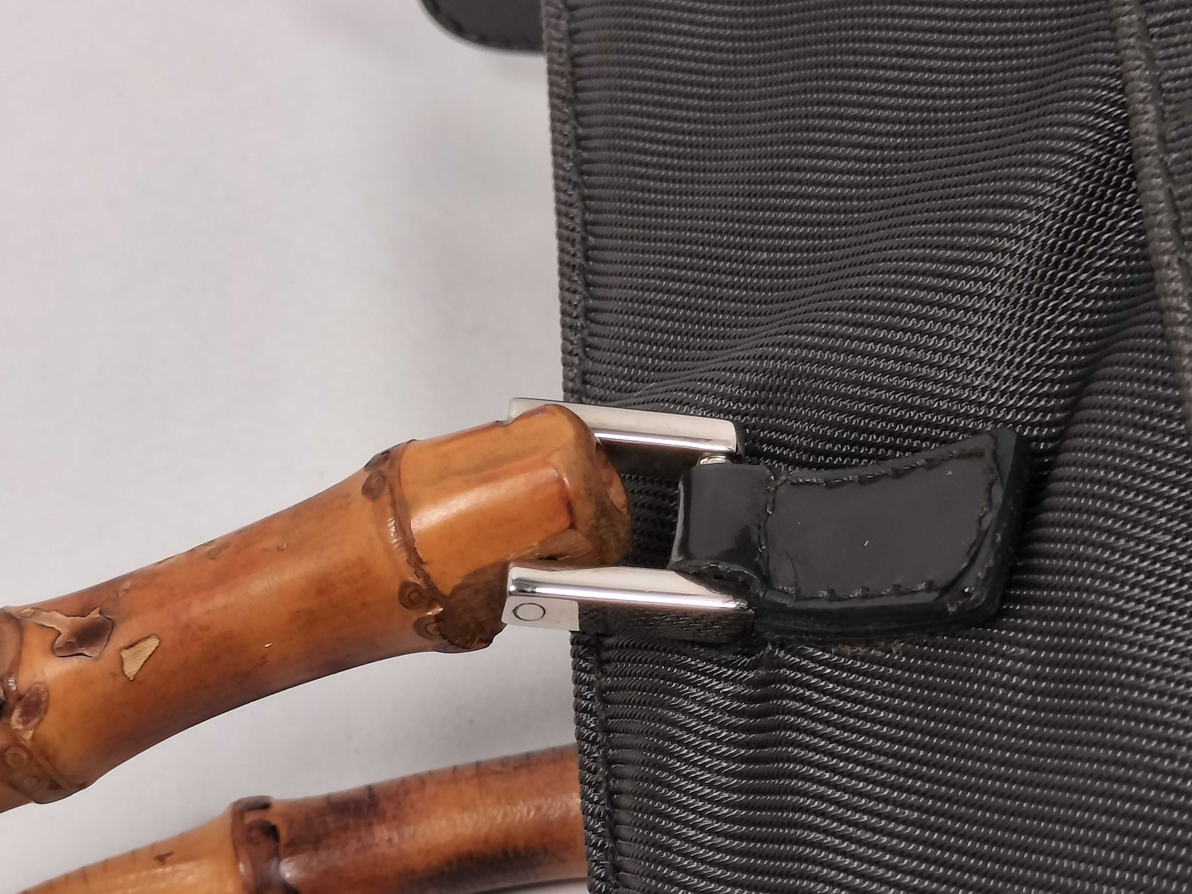Bamboo / Bamboo 2-way Handbag / 001.2855 / Nylon x Enamel / Black x Green / Silver Hardware Handbag — view 5