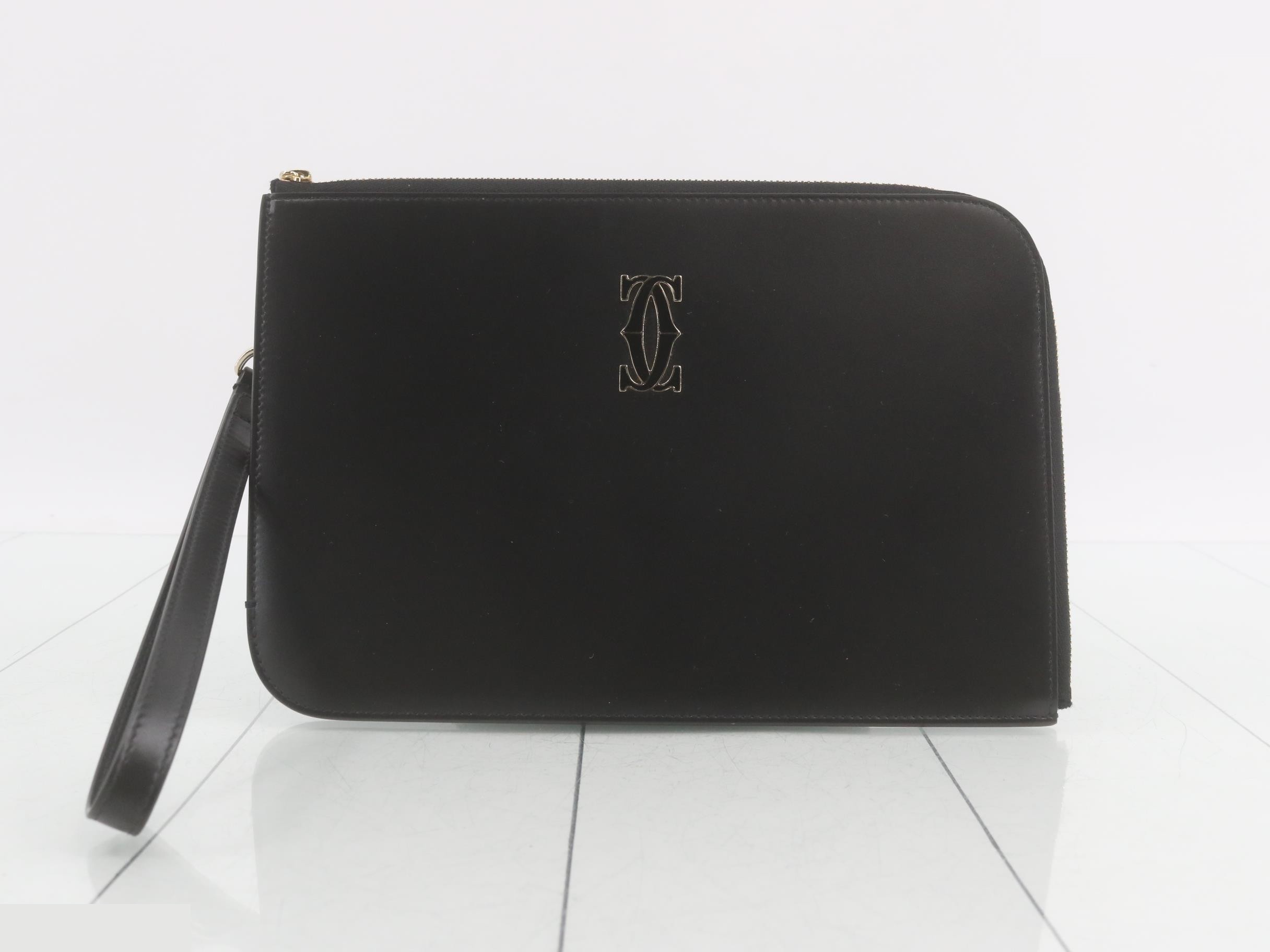 Double C Clutch Bag, Leather, Black