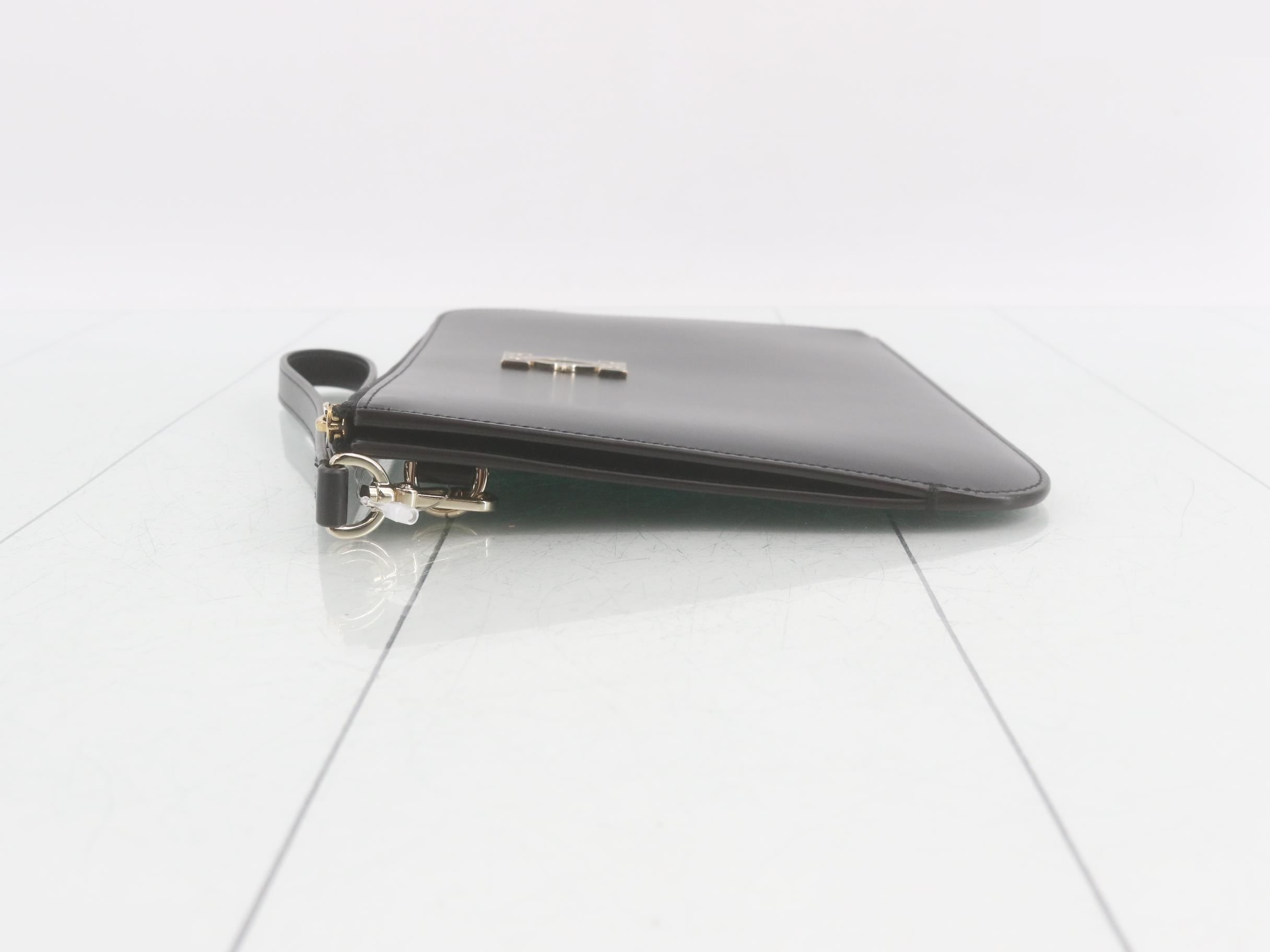 Double C Clutch Bag, Leather, Black — view 4