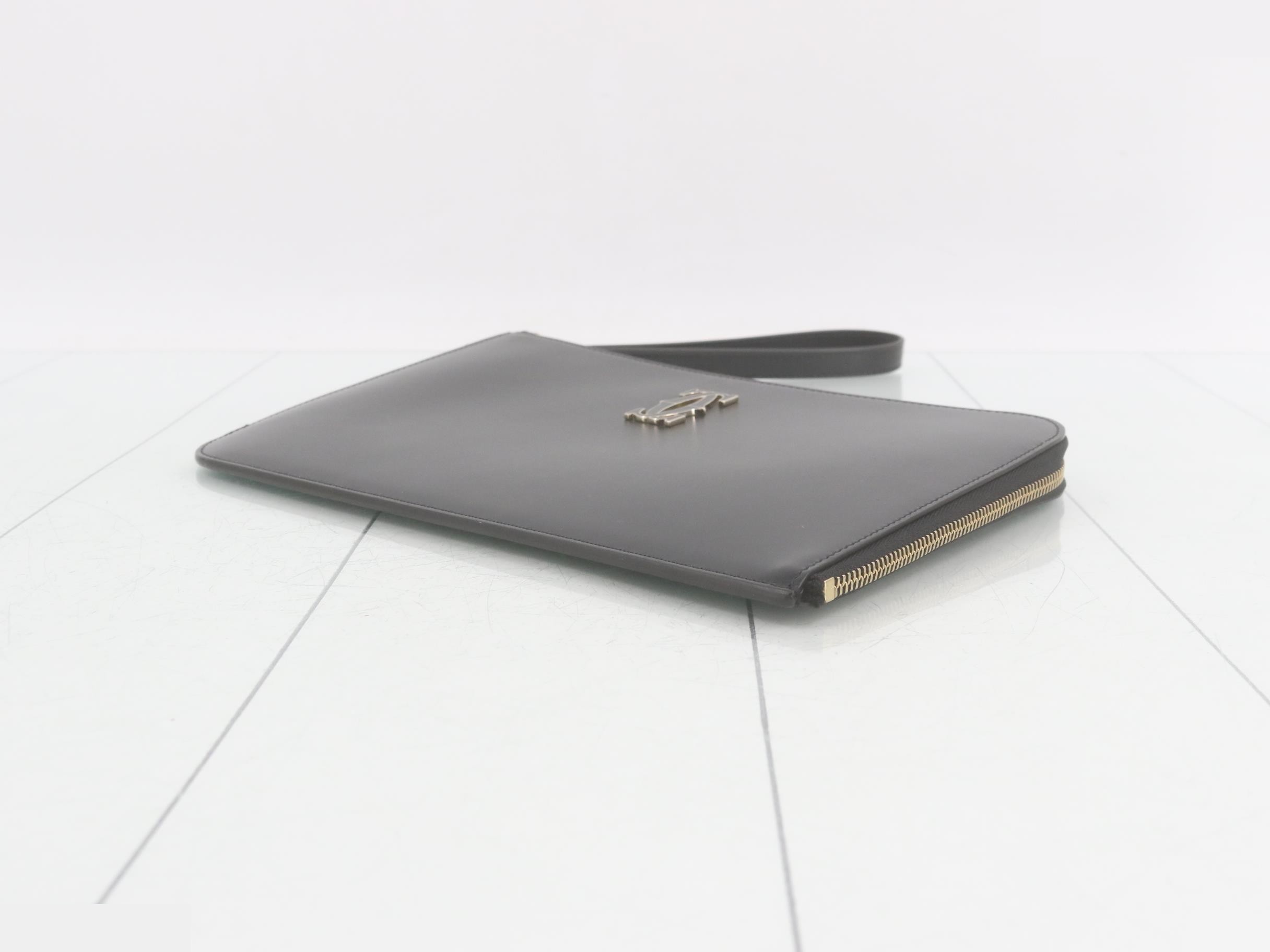 Double C Clutch Bag, Leather, Black — view 6