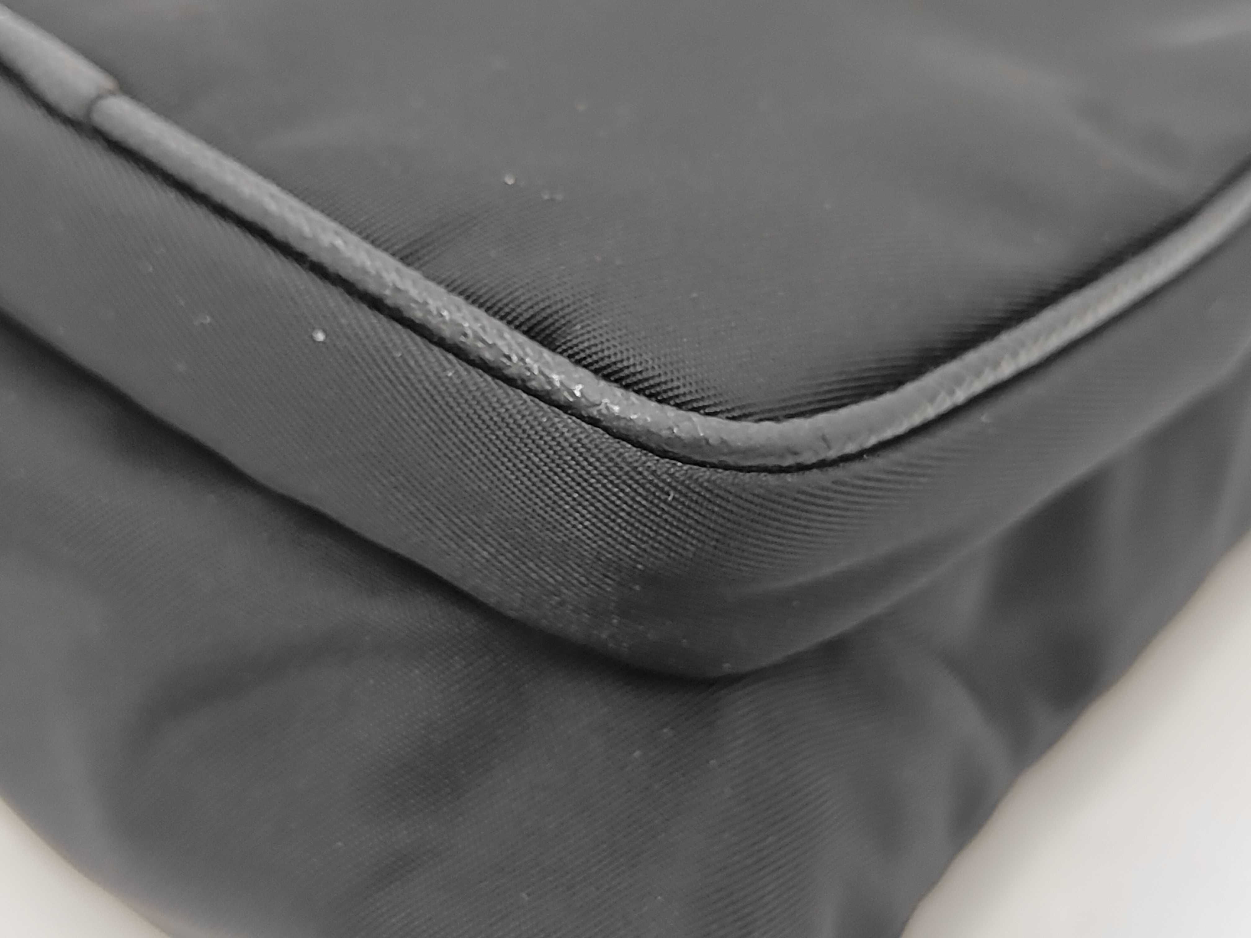2ZH155 Nylon x Saffiano Re-Nylon Shoulder Pouch Black Pouch — view 7