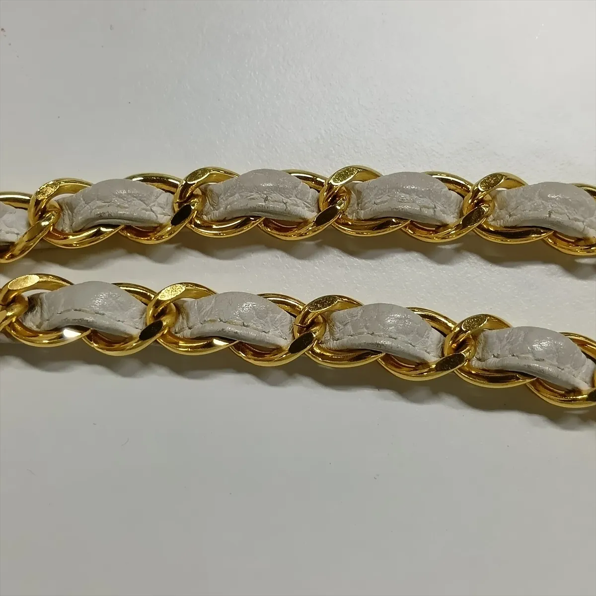 Matelassé Caviar Skin Chain Shoulder Bag, White with Gold Hardware, 3835627, Series 3 — view 12