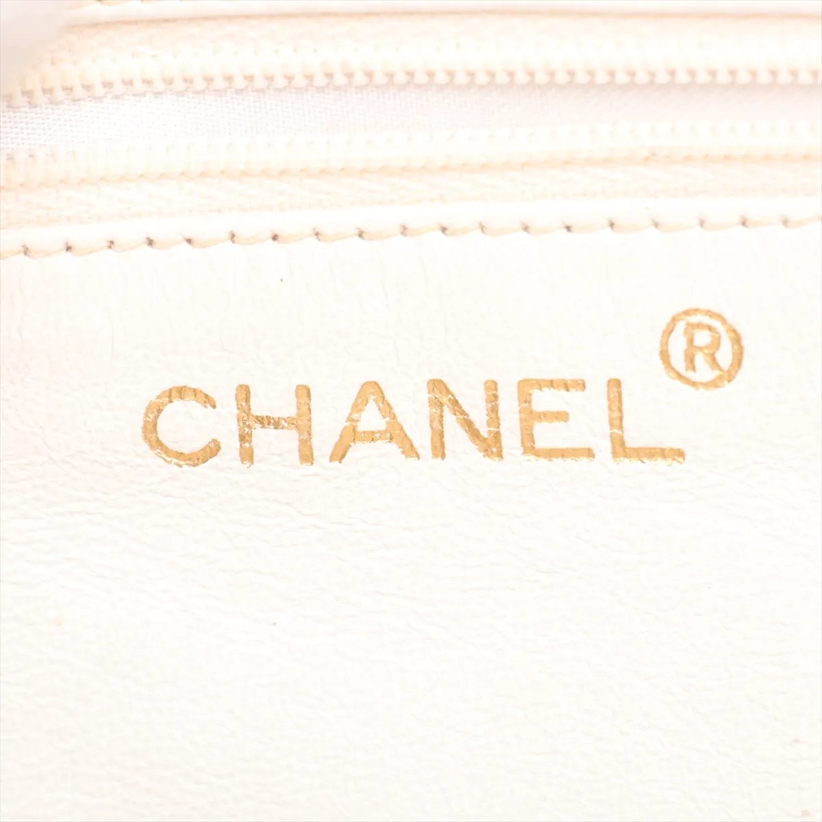 Matelassé Caviar Skin Chain Shoulder Bag, White with Gold Hardware, 3835627, Series 3 — view 10