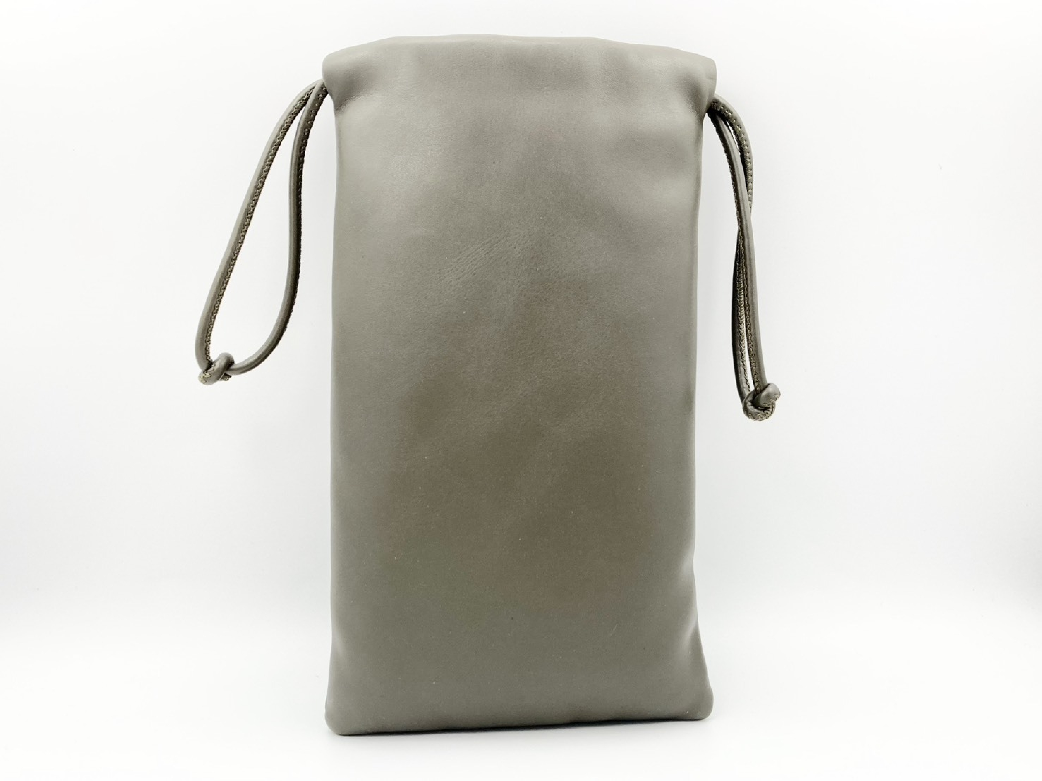 logo drawstring puffer leather pouch, smartphone pouch, phone holder pouch. — view 2