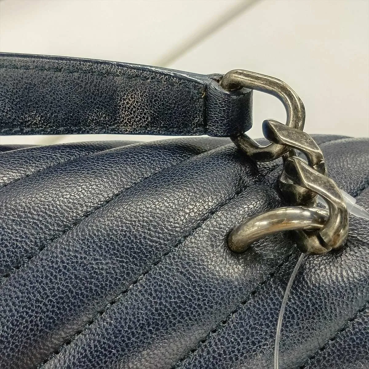Classic Leather 2-Way Shoulder Bag, Navy, 392738 — view 13