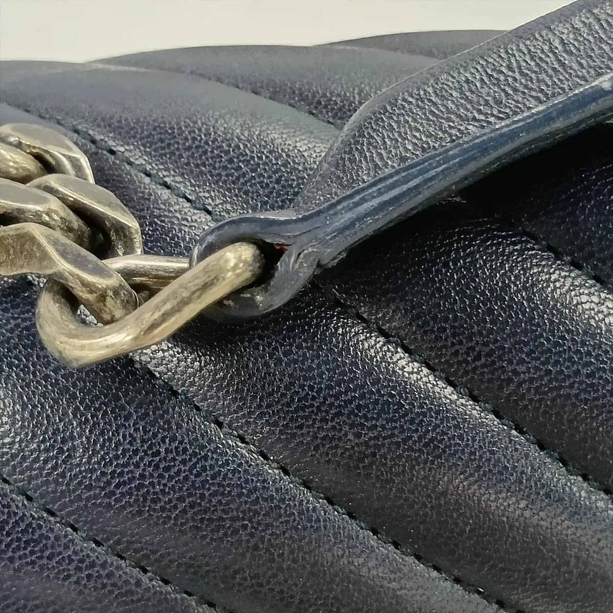 Classic Leather 2-Way Shoulder Bag, Navy, 392738 — view 14