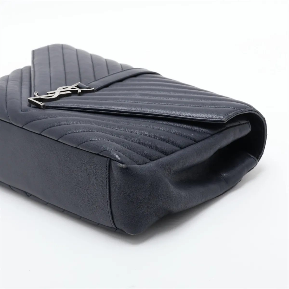 Classic Leather 2-Way Shoulder Bag, Navy, 392738 — view 3