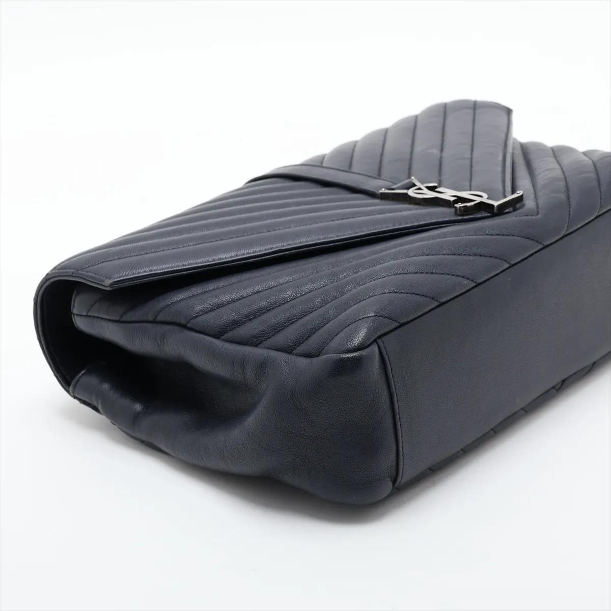 Classic Leather 2-Way Shoulder Bag, Navy, 392738 — view 4