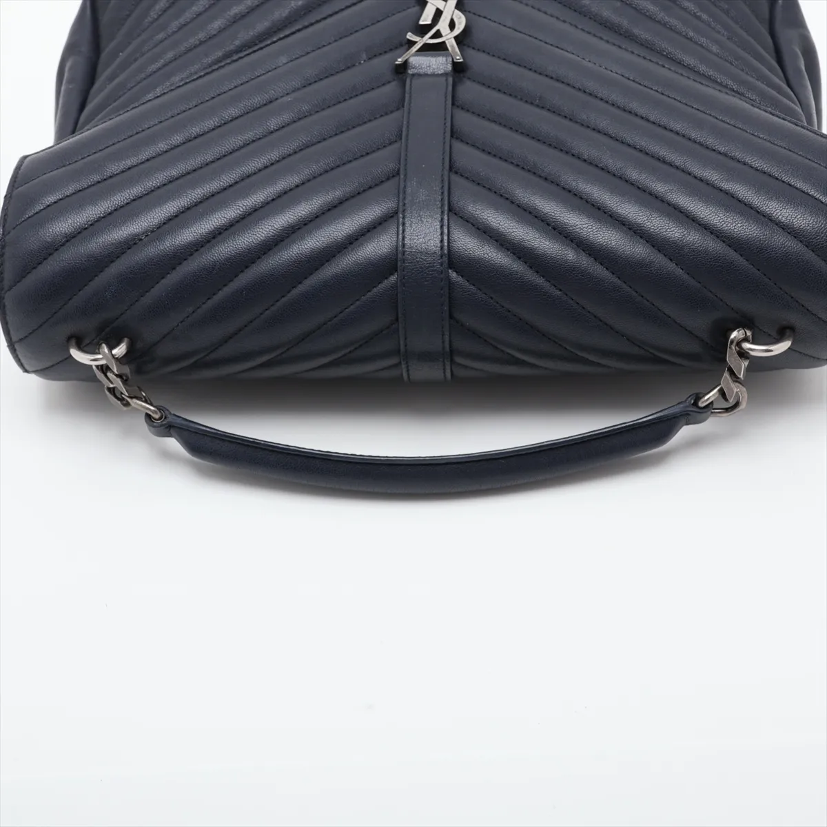 Classic Leather 2-Way Shoulder Bag, Navy, 392738 — view 5