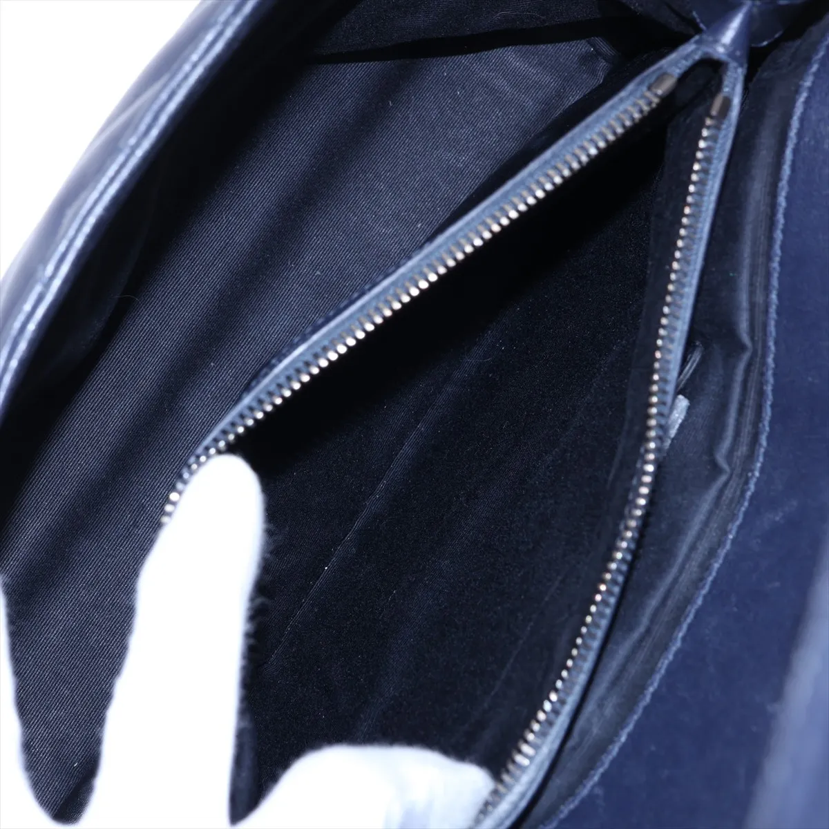 Classic Leather 2-Way Shoulder Bag, Navy, 392738 — view 10