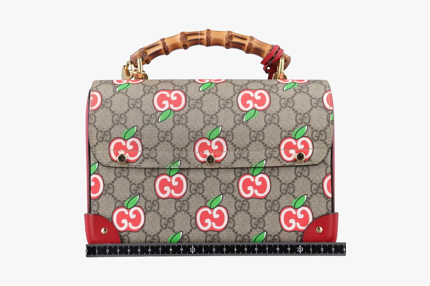 GG Apple Padlock Bamboo PVC Coated Canvas x Leather Beige — view 2