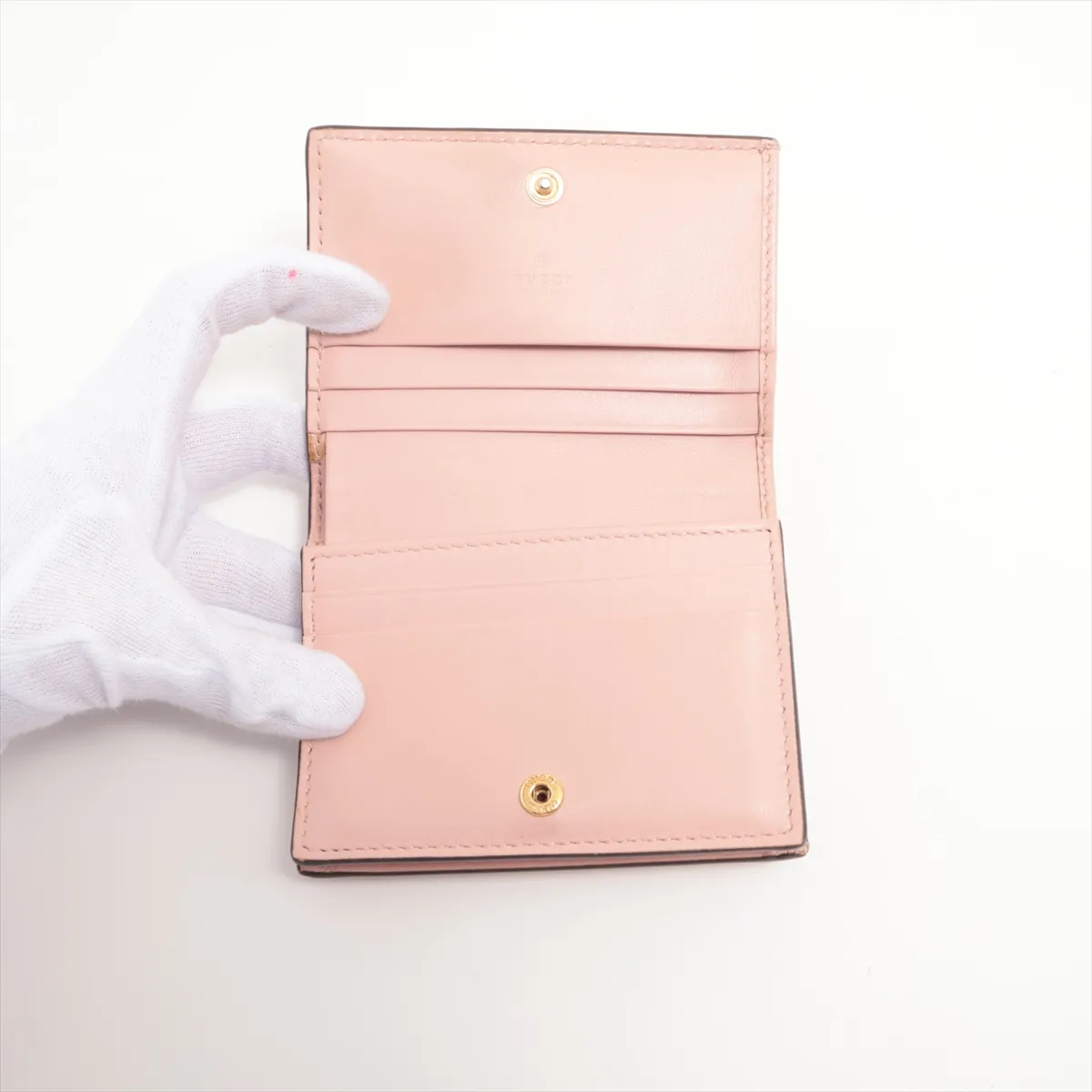 GG Matelasse 723786 Leather Compact Wallet Pink — view 3