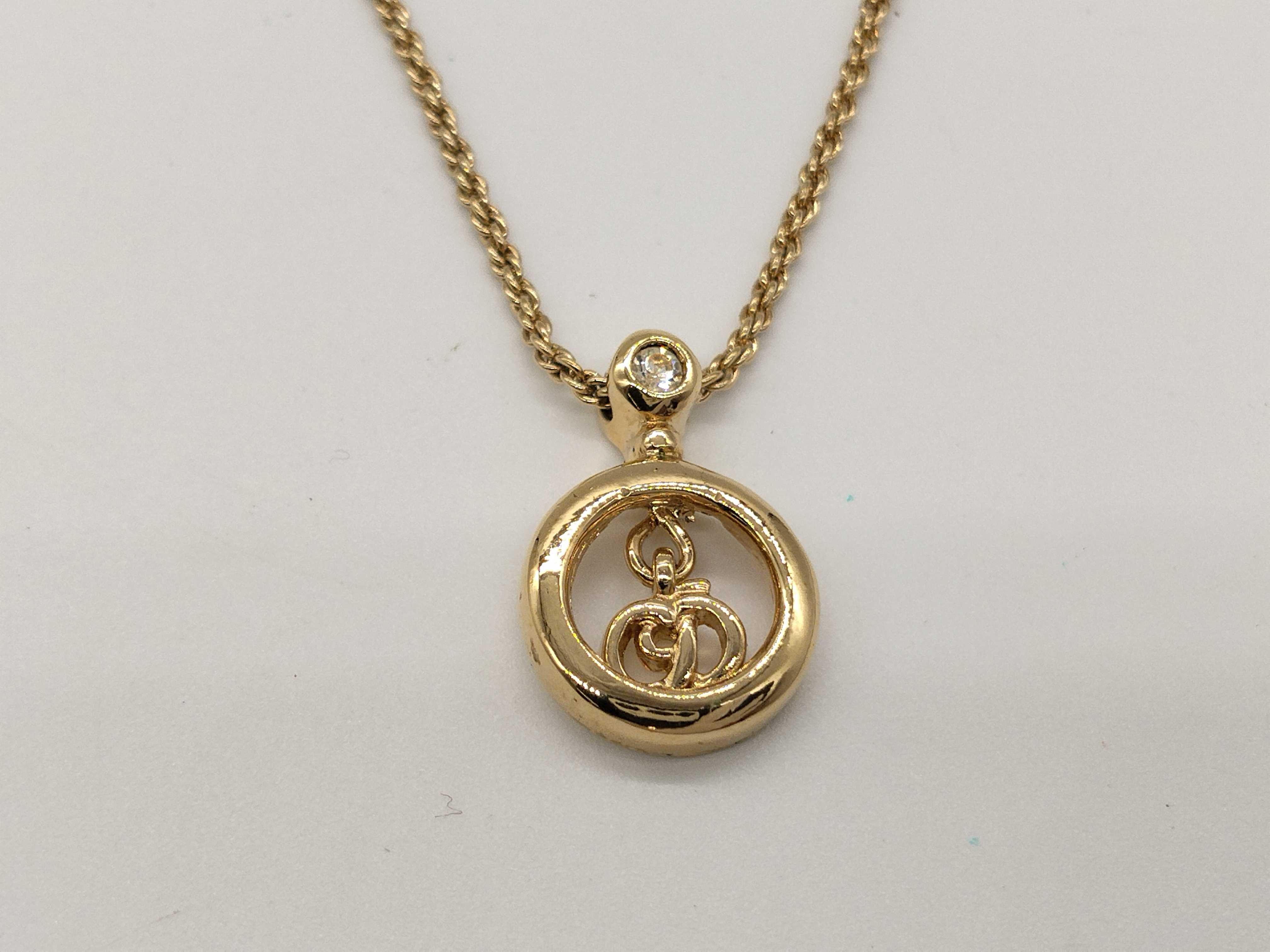 Circle CD Swing 1P Rhinestone Necklace