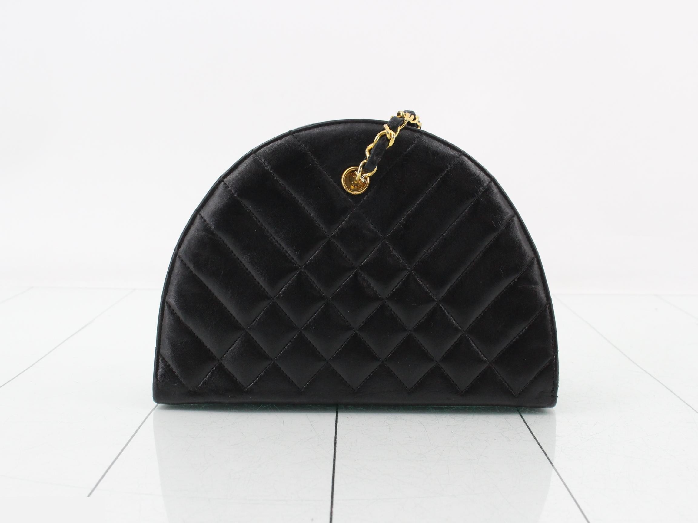 Matelassé Lambskin Half-Moon Chain Shoulder Bag — view 2