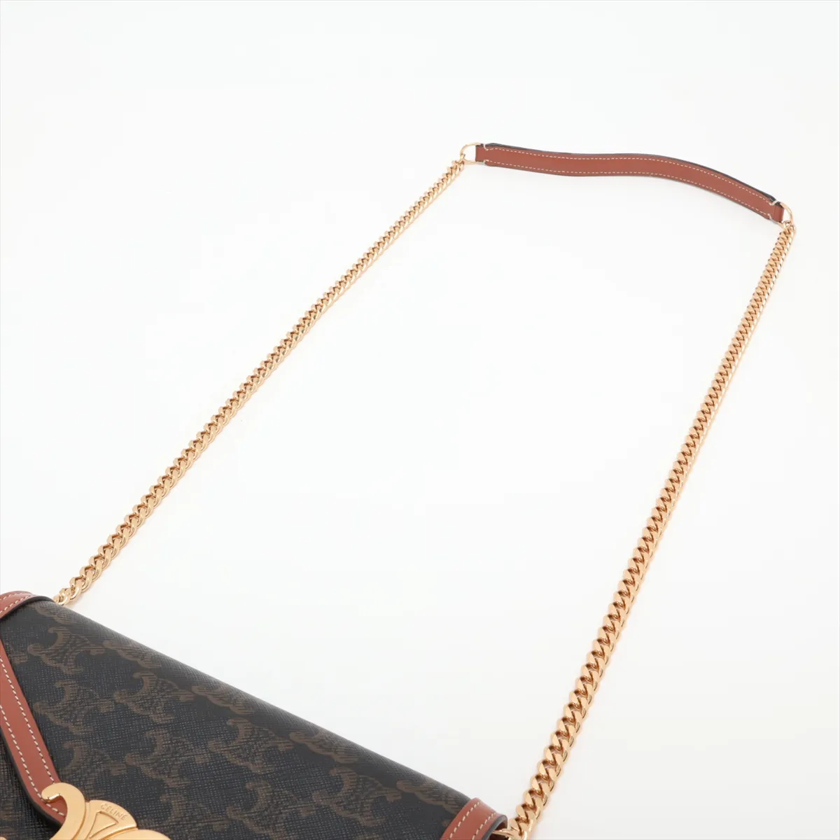 Triomphe Margot PVC x Leather Chain Shoulder Bag, Brown — view 5