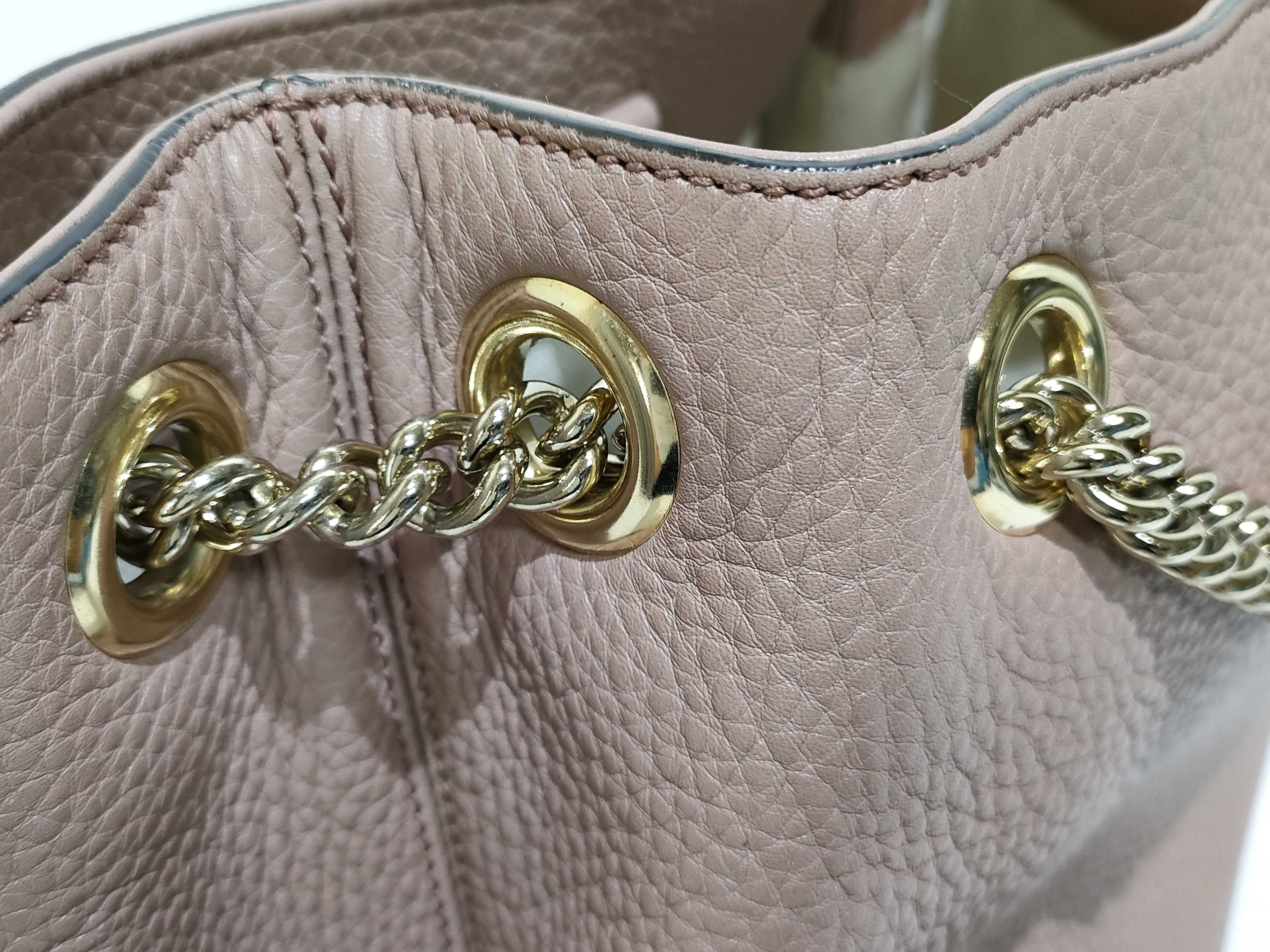Soho Leather Chain Tote Bag, Pink, 308982 (Tote Bag) — view 13