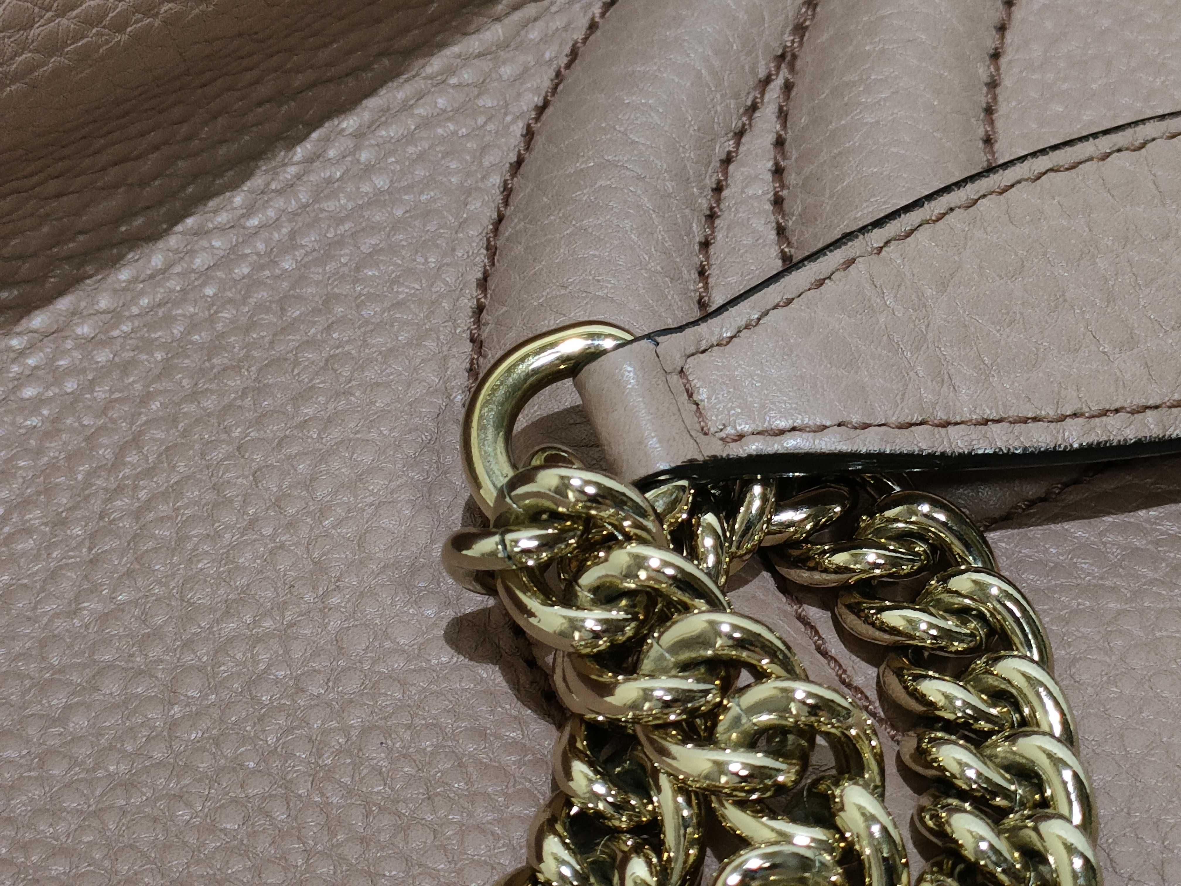 Soho Leather Chain Tote Bag, Pink, 308982 (Tote Bag) — view 14