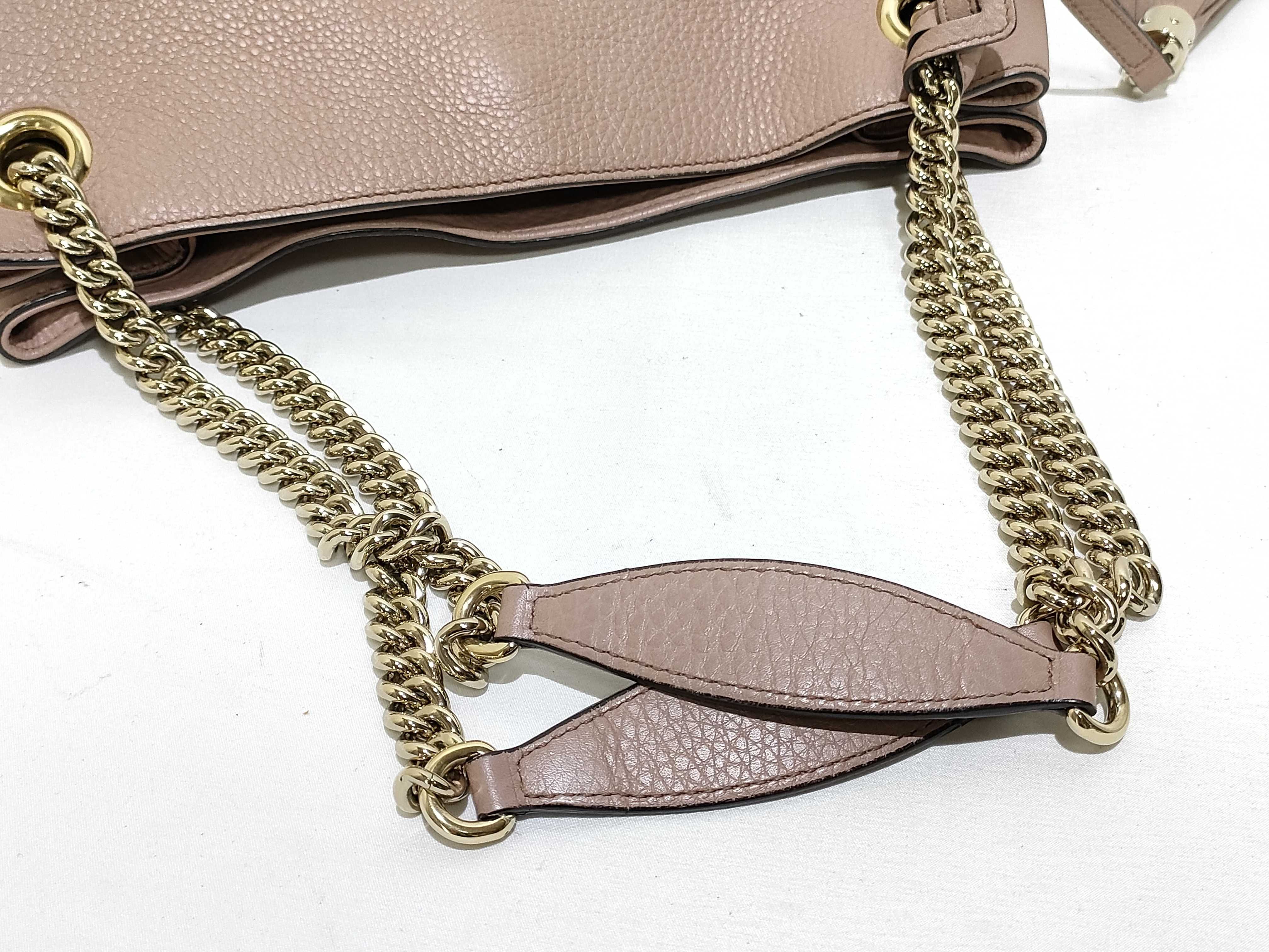 Soho Leather Chain Tote Bag, Pink, 308982 (Tote Bag) — view 3