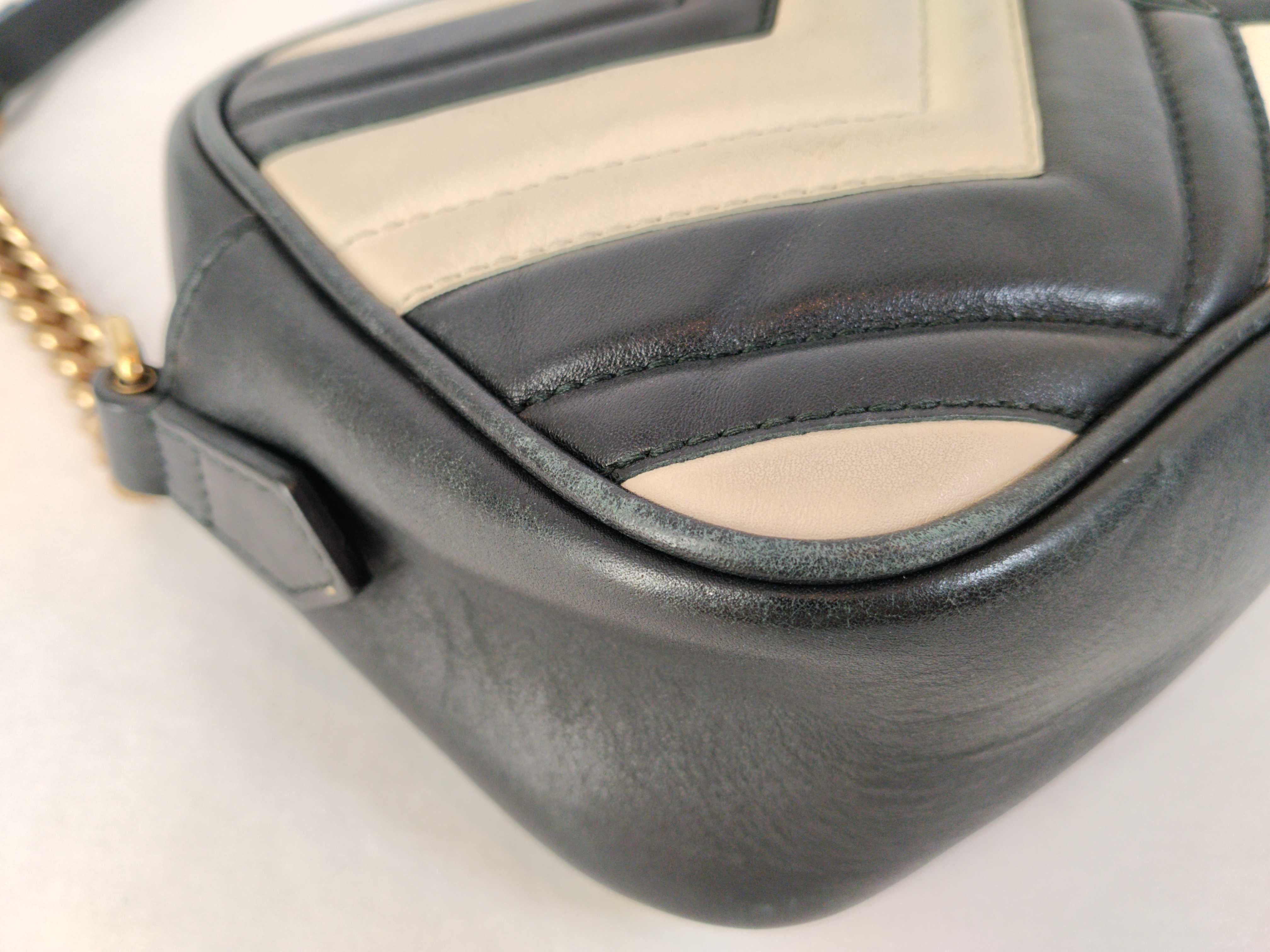 PH- Leather Metalasee Marmont Chain Shoulder Bag Black — view 6