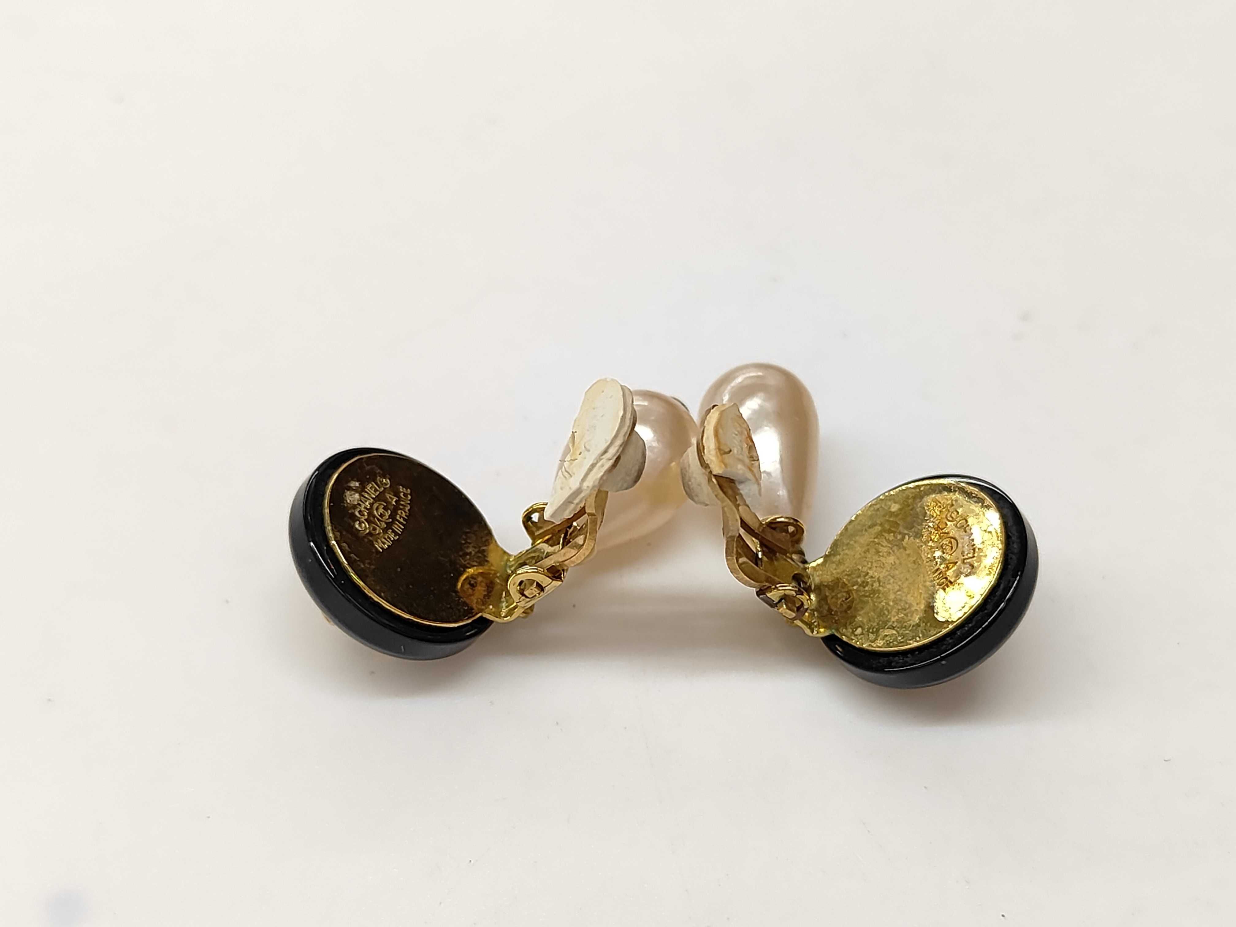 Coco Mark Earrings, Resin, GP, Faux Pearl, Black Gold, 94A Earrings — view 4
