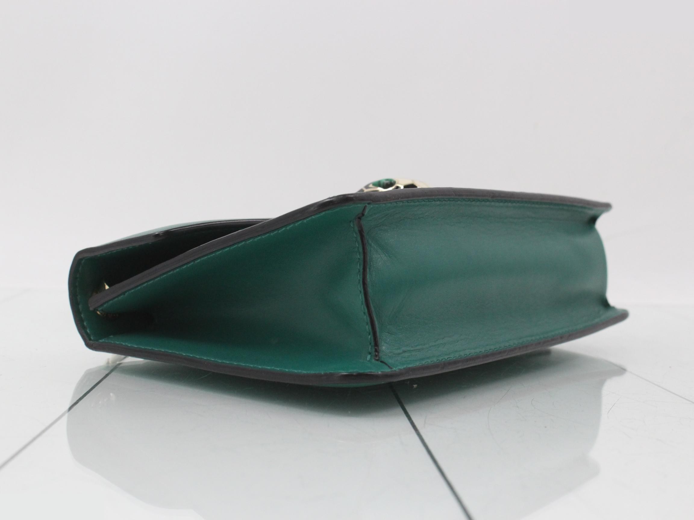 Serpenti Forever Leather Shoulder Bag, Green — view 5
