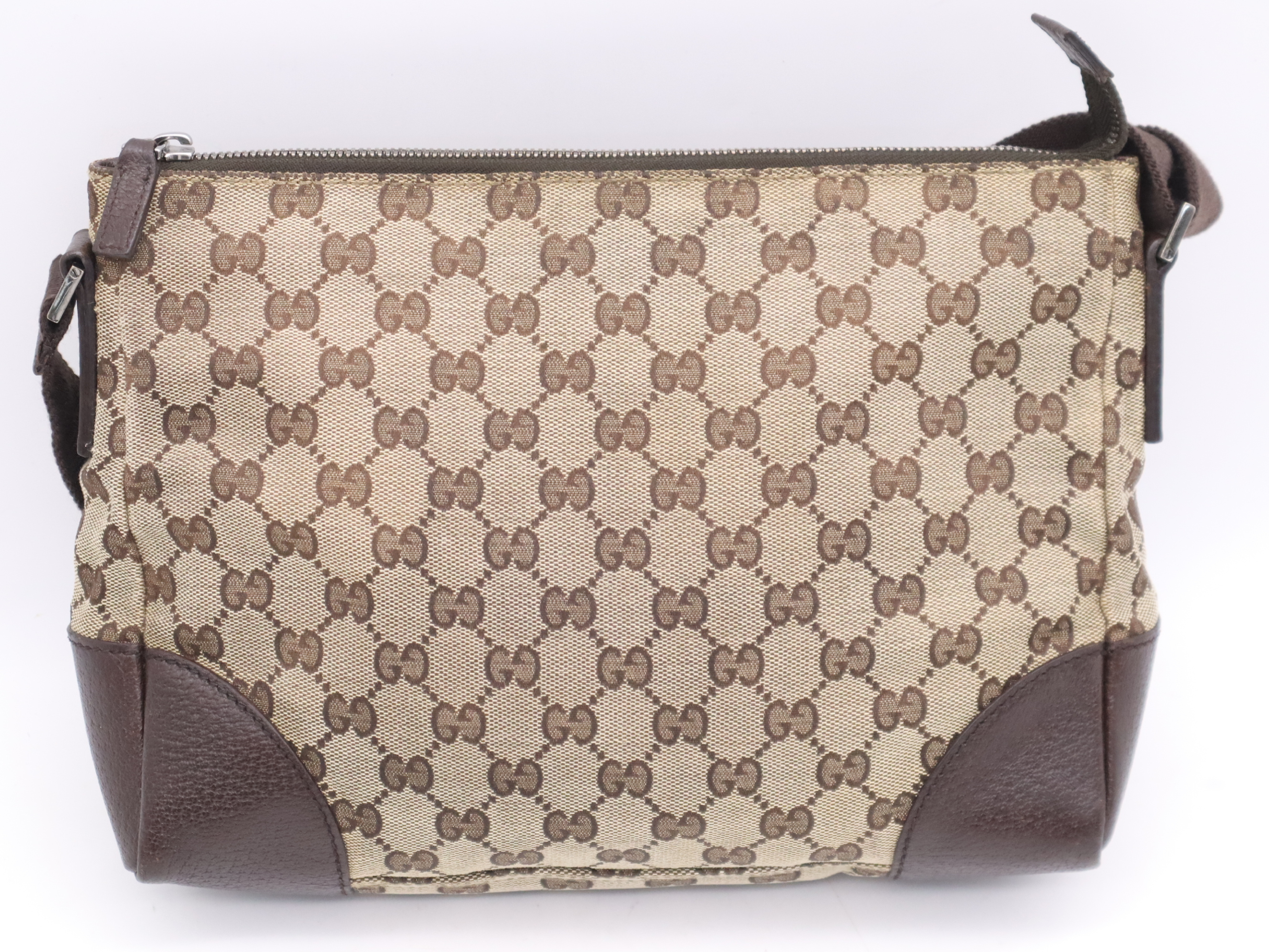 114273 Canvas x Leather GG Canvas Shoulder Bag Brown Silver Hardware Shoulder Bag — view 2