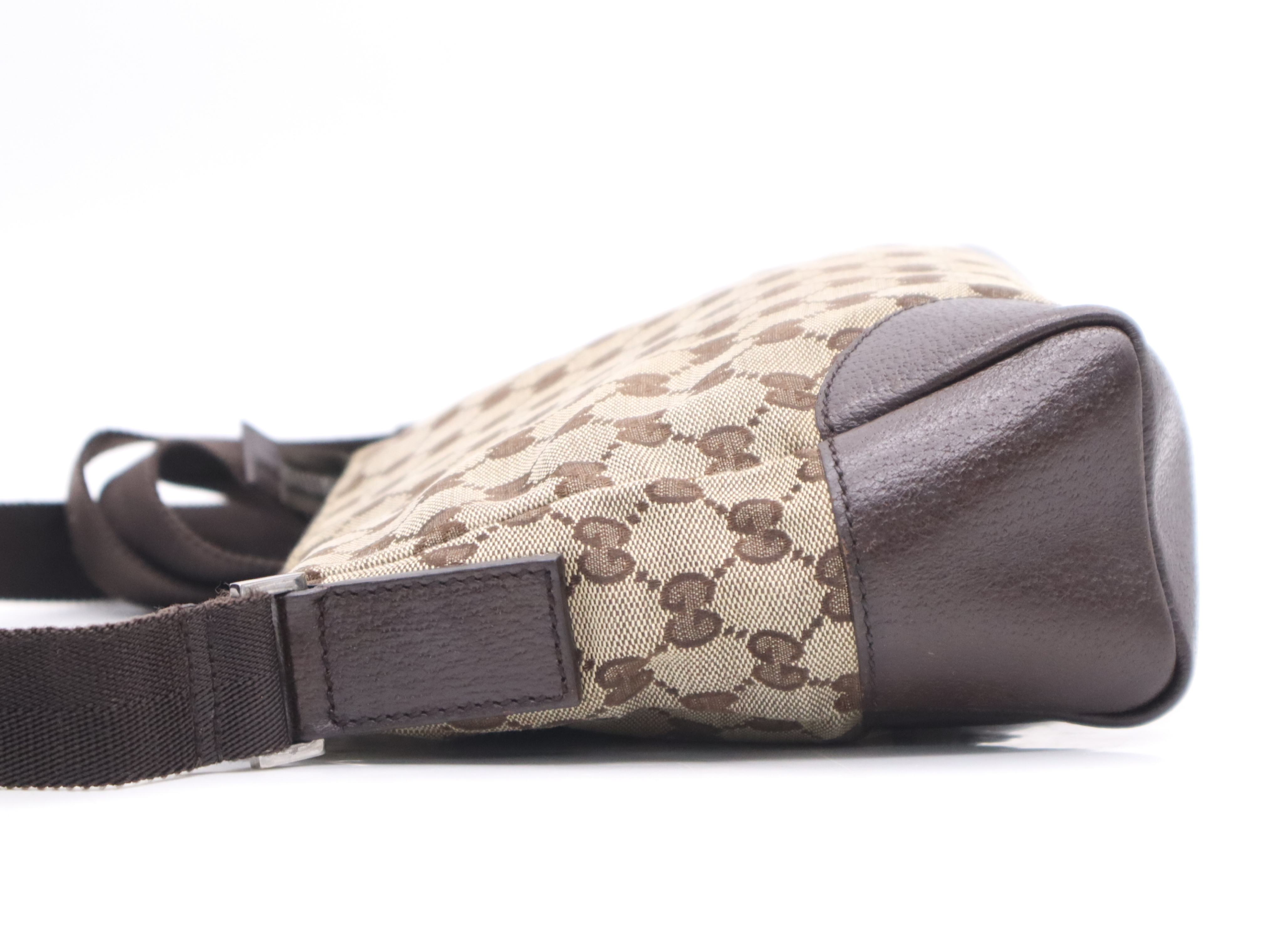 114273 Canvas x Leather GG Canvas Shoulder Bag Brown Silver Hardware Shoulder Bag — view 3