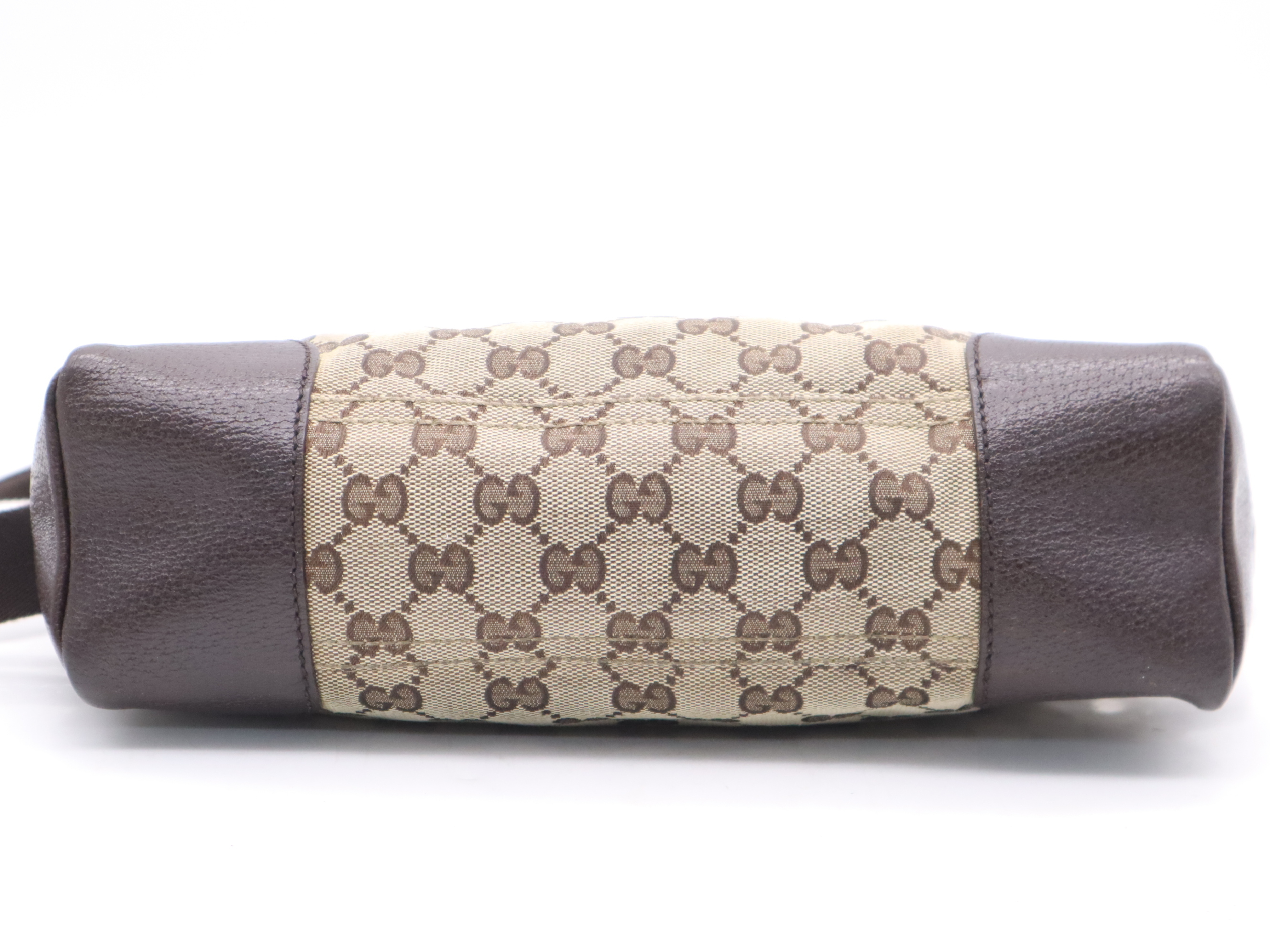 114273 Canvas x Leather GG Canvas Shoulder Bag Brown Silver Hardware Shoulder Bag — view 4
