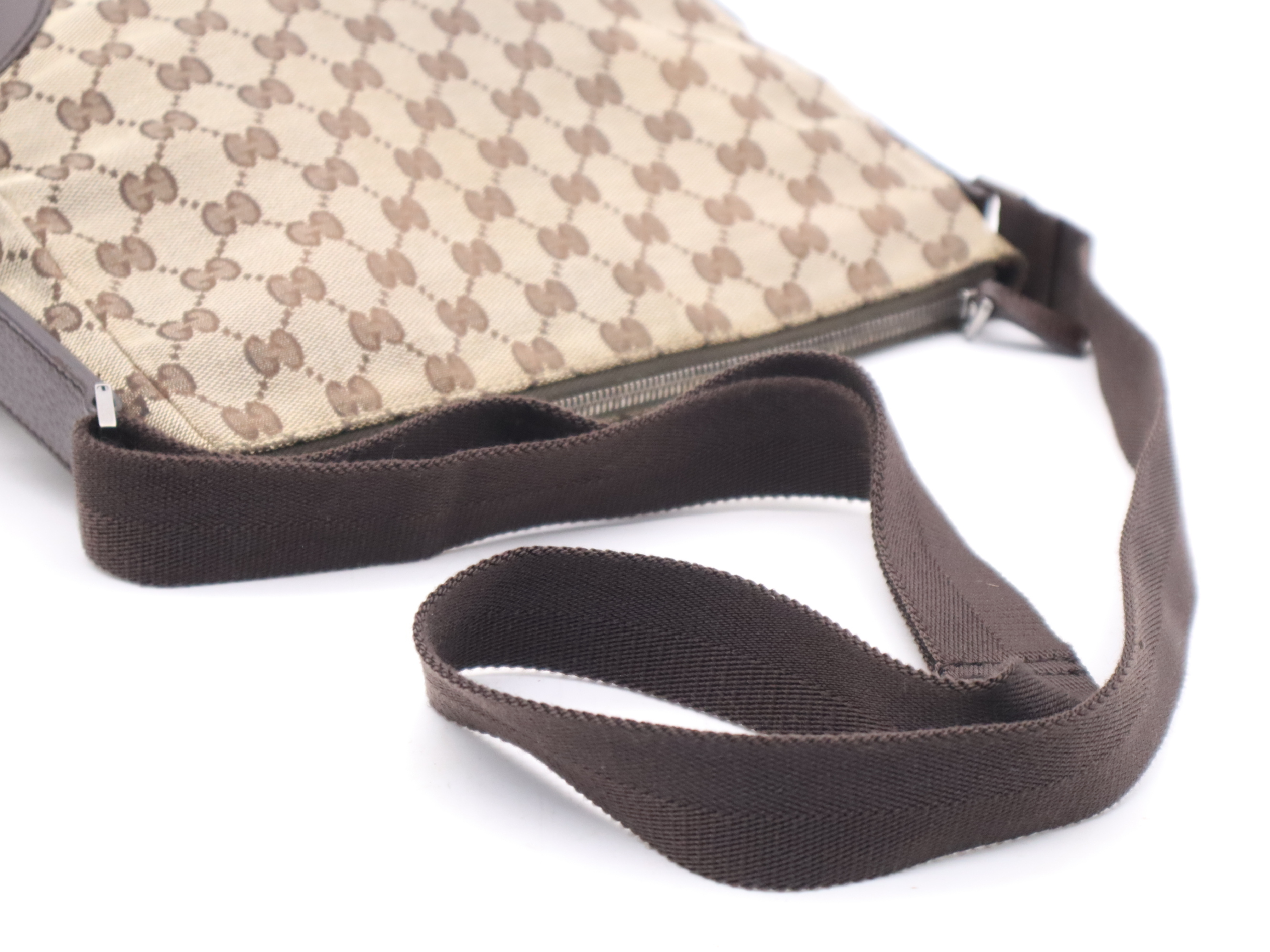 114273 Canvas x Leather GG Canvas Shoulder Bag Brown Silver Hardware Shoulder Bag — view 6