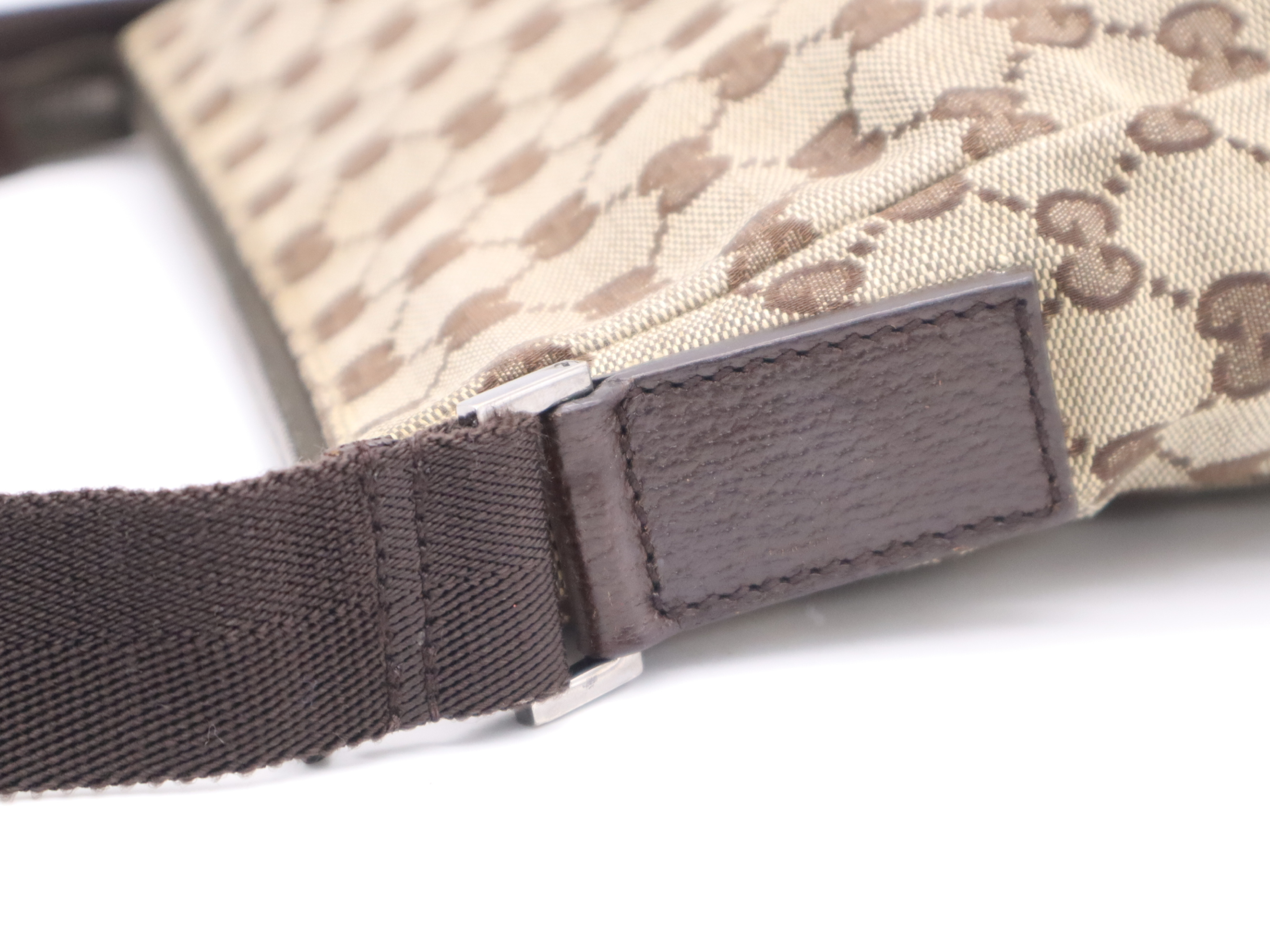 114273 Canvas x Leather GG Canvas Shoulder Bag Brown Silver Hardware Shoulder Bag — view 8