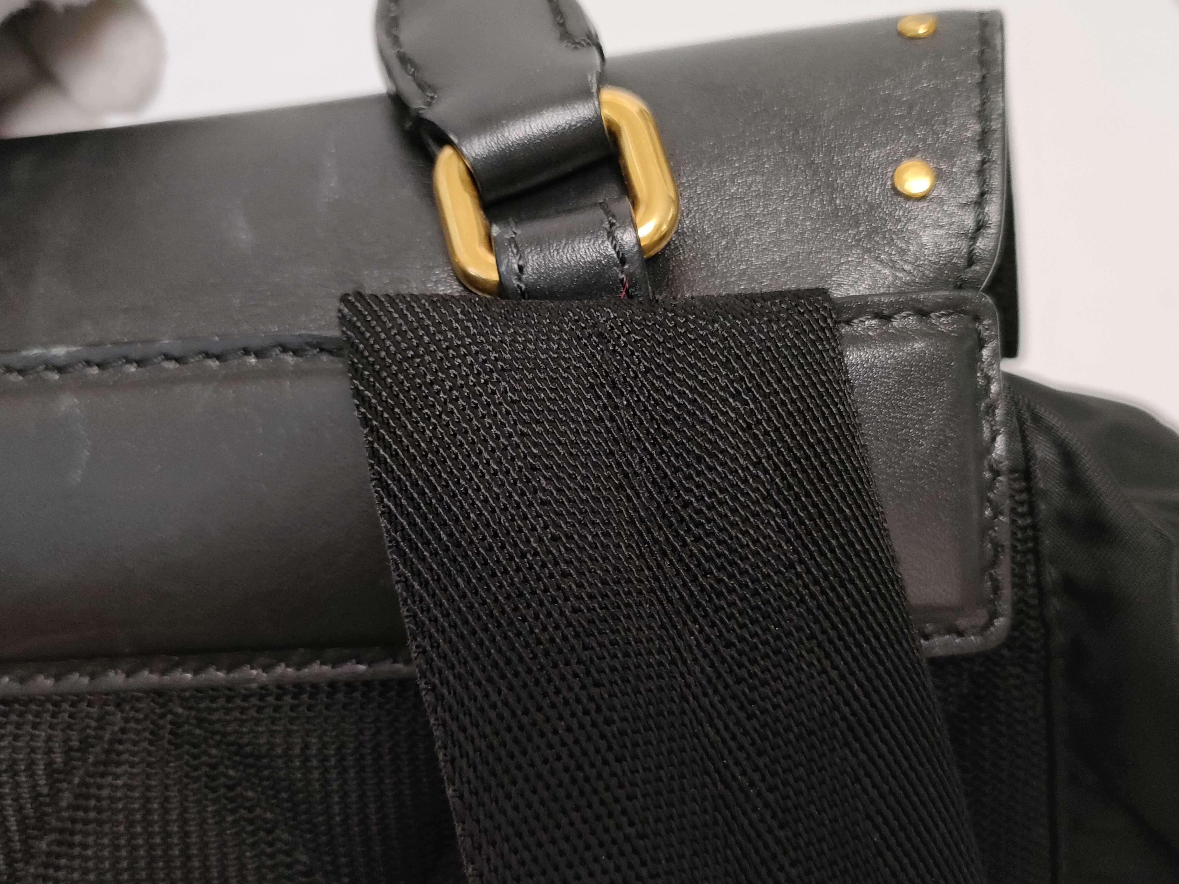 Studded Leather x Nylon Quilted Backpack with Gold Hardware, Black — view 8
