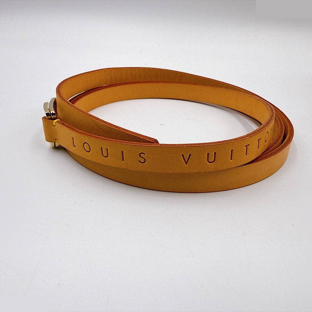 Belt, vegetable-tanned leather, beige, size M, with logo. — view 2