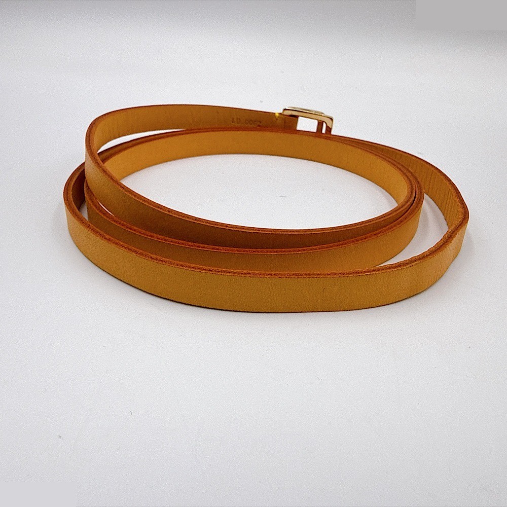 Belt, vegetable-tanned leather, beige, size M, with logo. — view 3