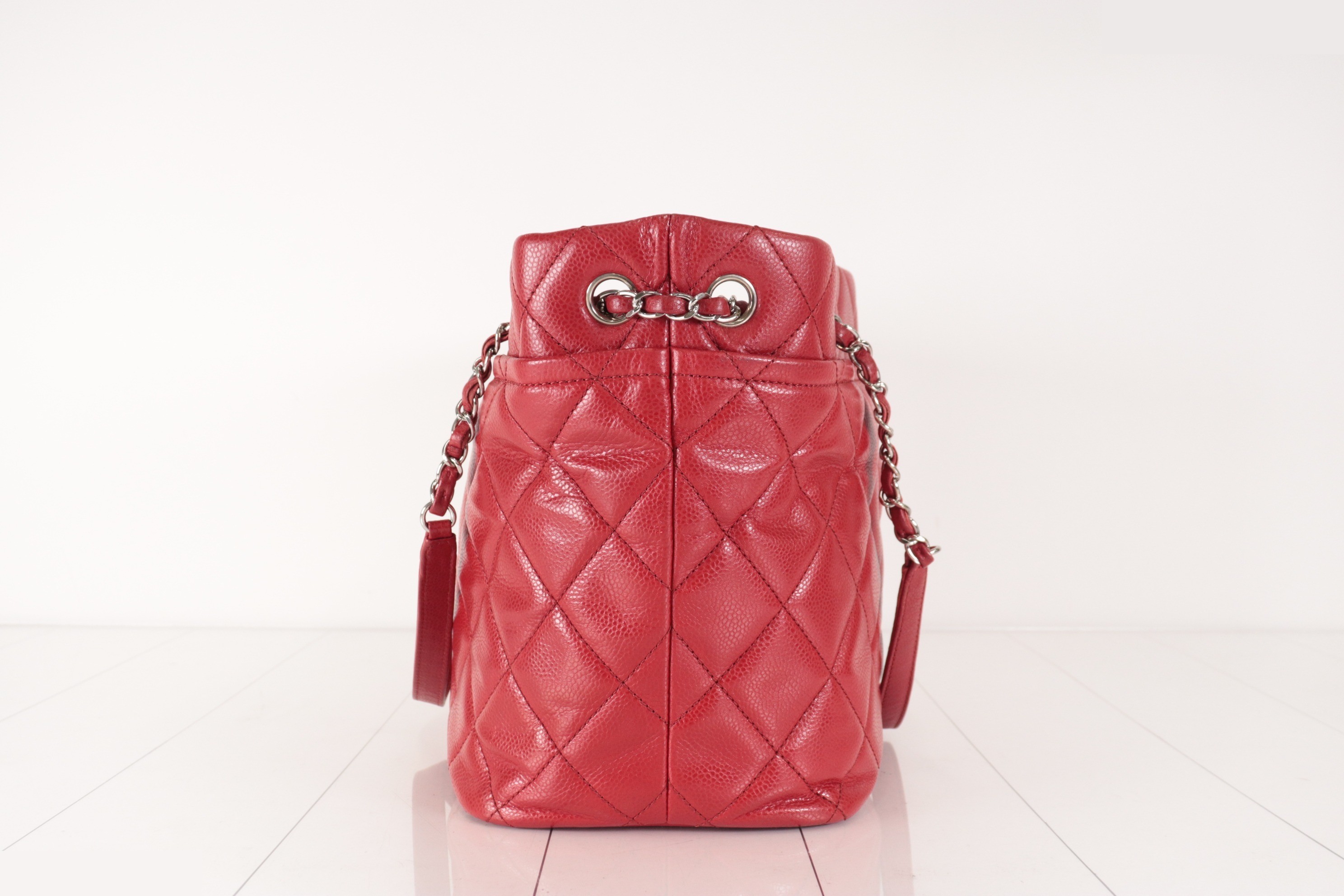 Caviar Chain Tote, Red, Silver Hardware, Series 17 — view 4