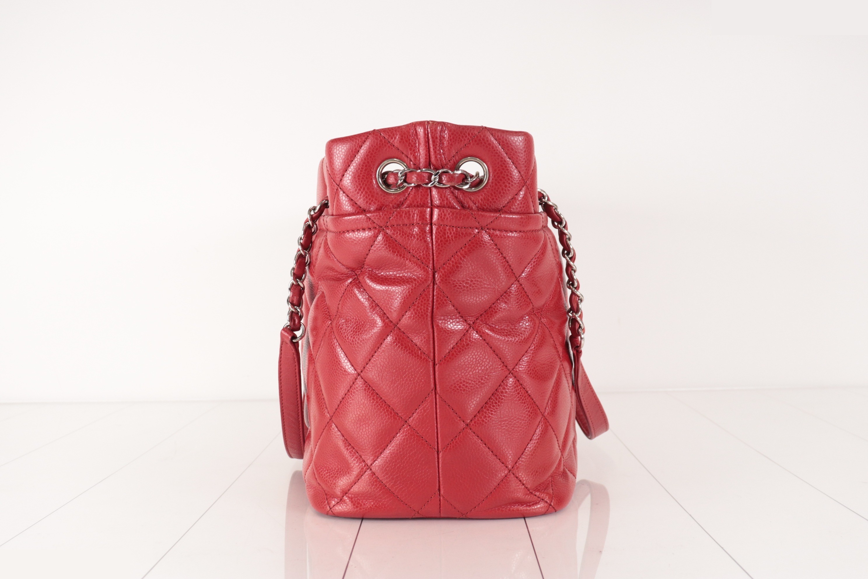 Caviar Chain Tote, Red, Silver Hardware, Series 17 — view 5